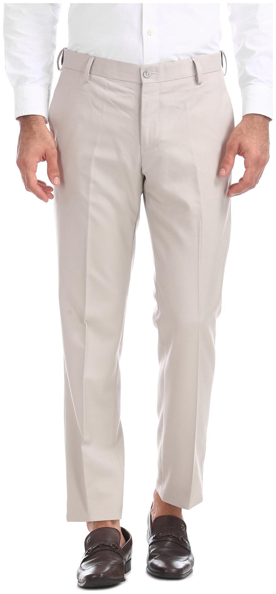 

Excalibur Men Solid Regular Fit Formal Trouser - Beige