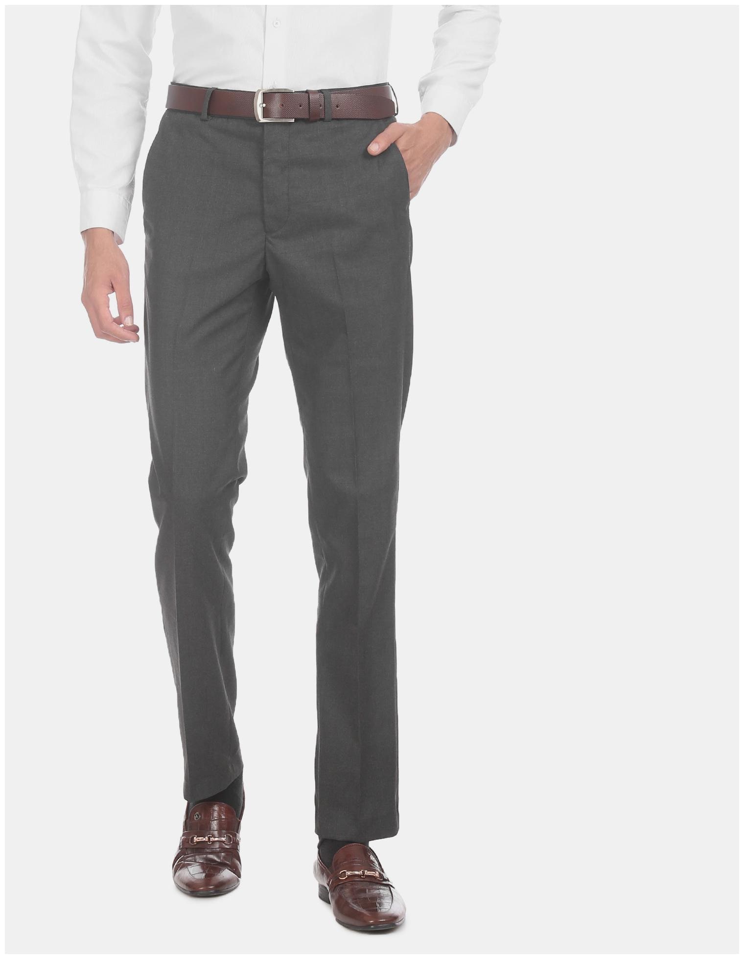 

Excalibur Men Grey Self design Slim fit Regular trousers