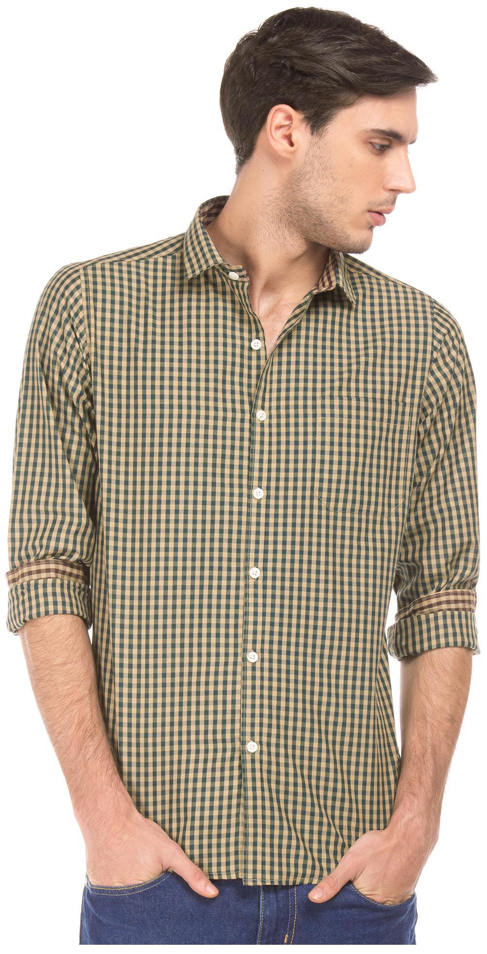 

Excalibur Men Green Checked Slim Fit Casual Shirt