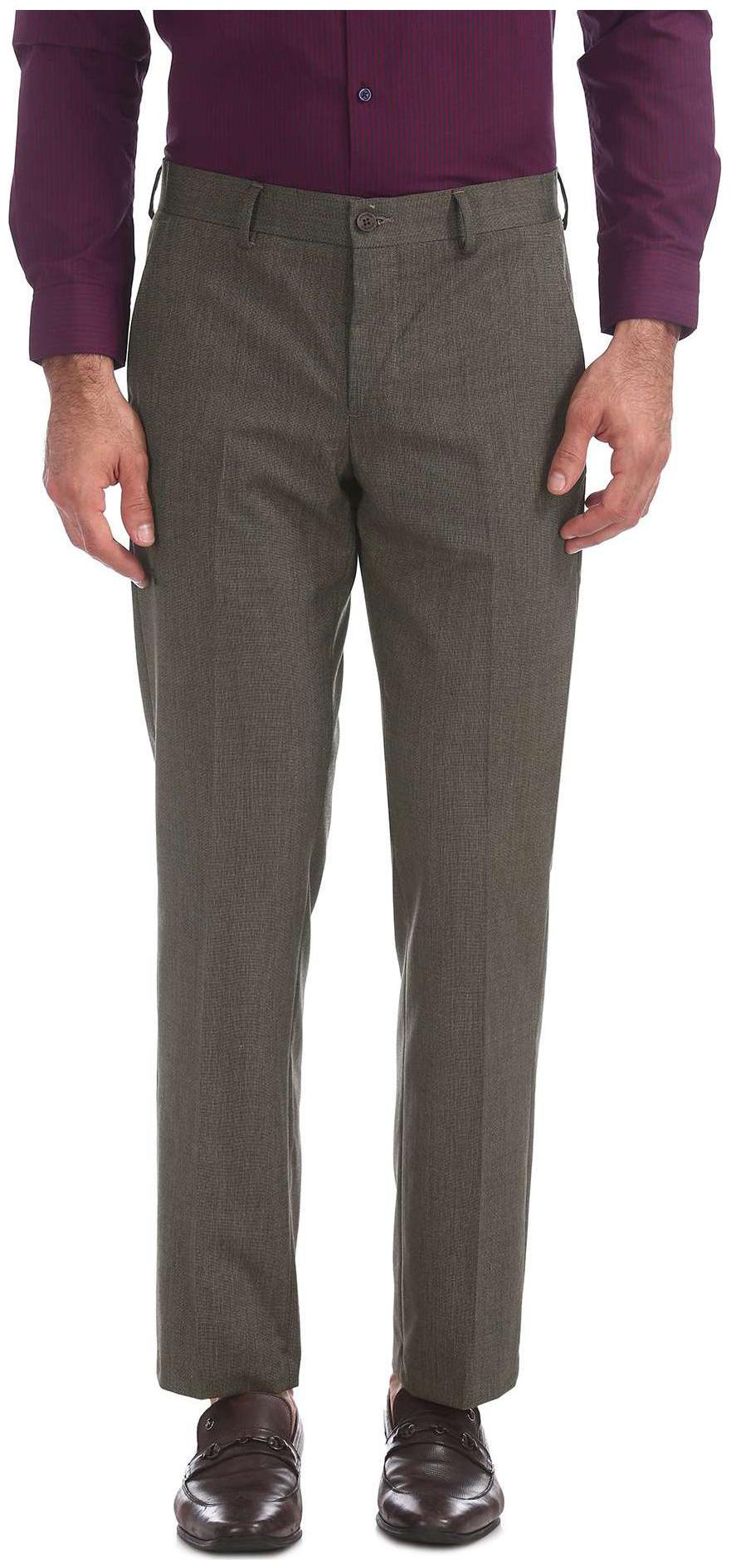 

Excalibur Men Textured Regular Fit Formal Trouser - Brown