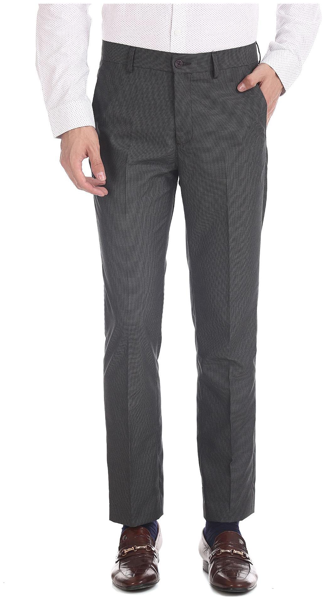 

Excalibur Men Textured Slim Fit Formal Trouser - Grey