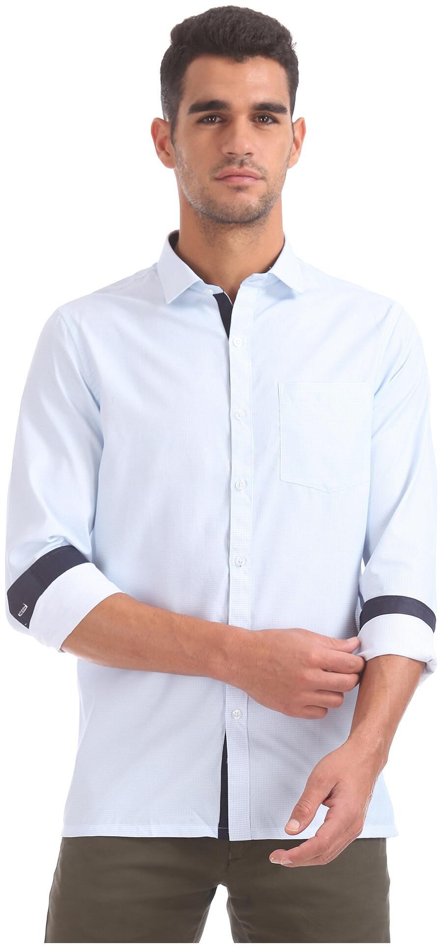 

Excalibur Men Blue Printed Slim Fit Casual Shirt