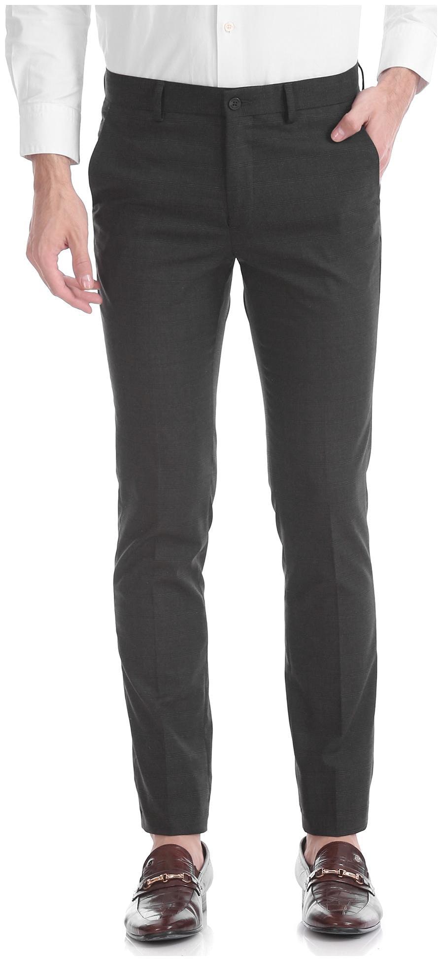 

Excalibur Men Checked Slim Fit Formal Trouser - Black