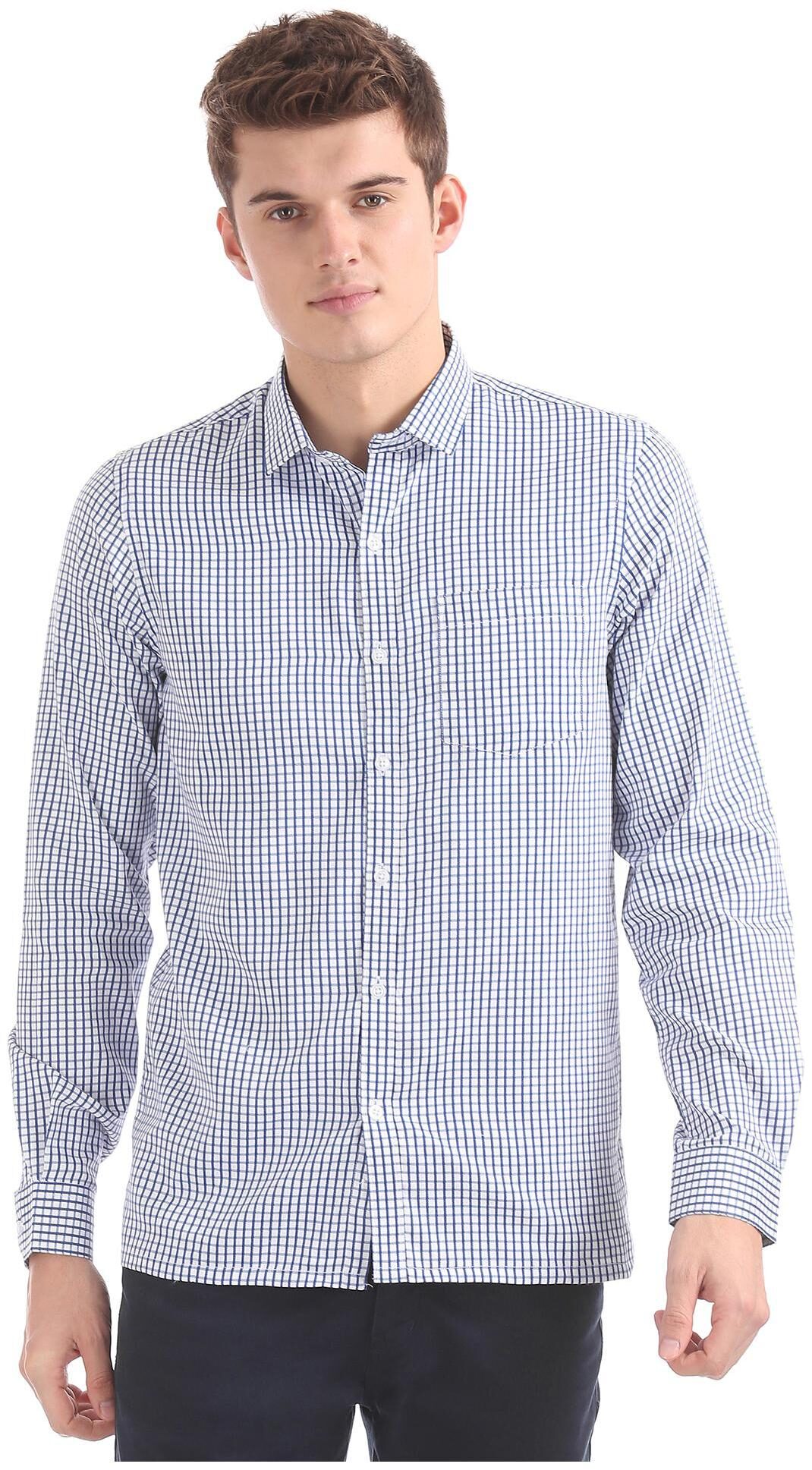 

Excalibur Men Blue Checked Slim Fit Casual Shirt