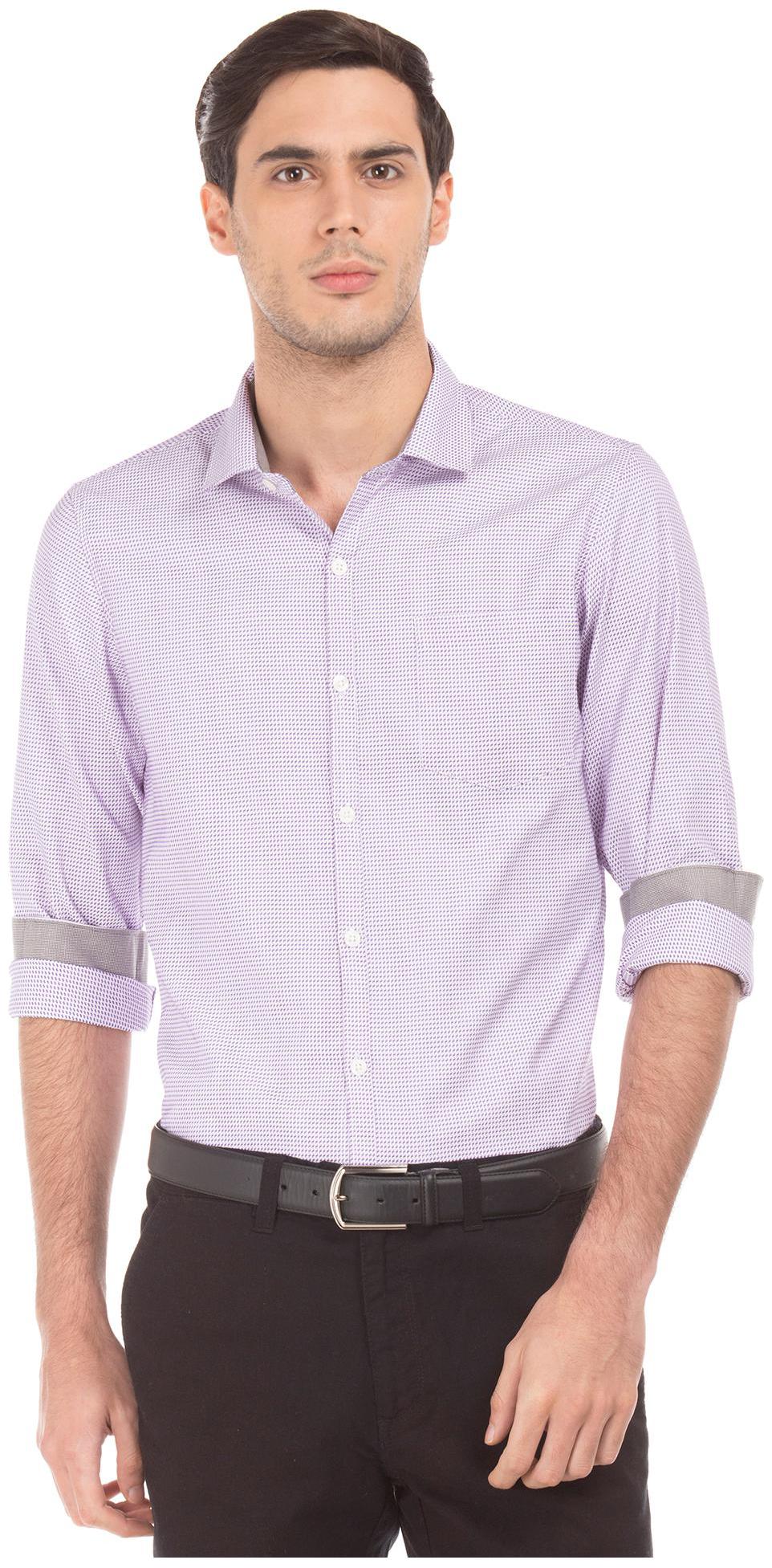 

Excalibur Men Purple Weaved Slim Fit Casual Shirt