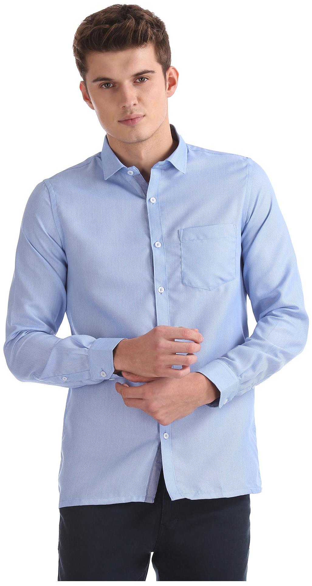 

Excalibur Men Blue Printed Slim Fit Casual Shirt