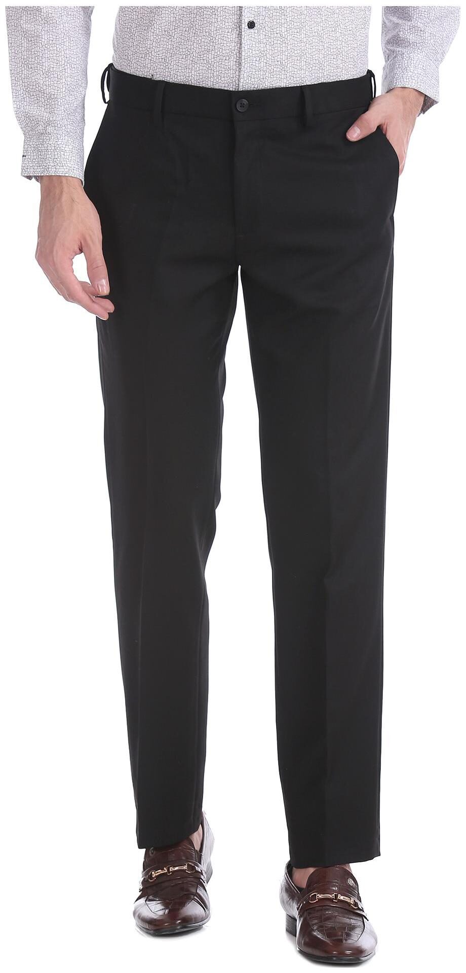 

Excalibur Men Solid Regular Fit Formal Trouser - Black