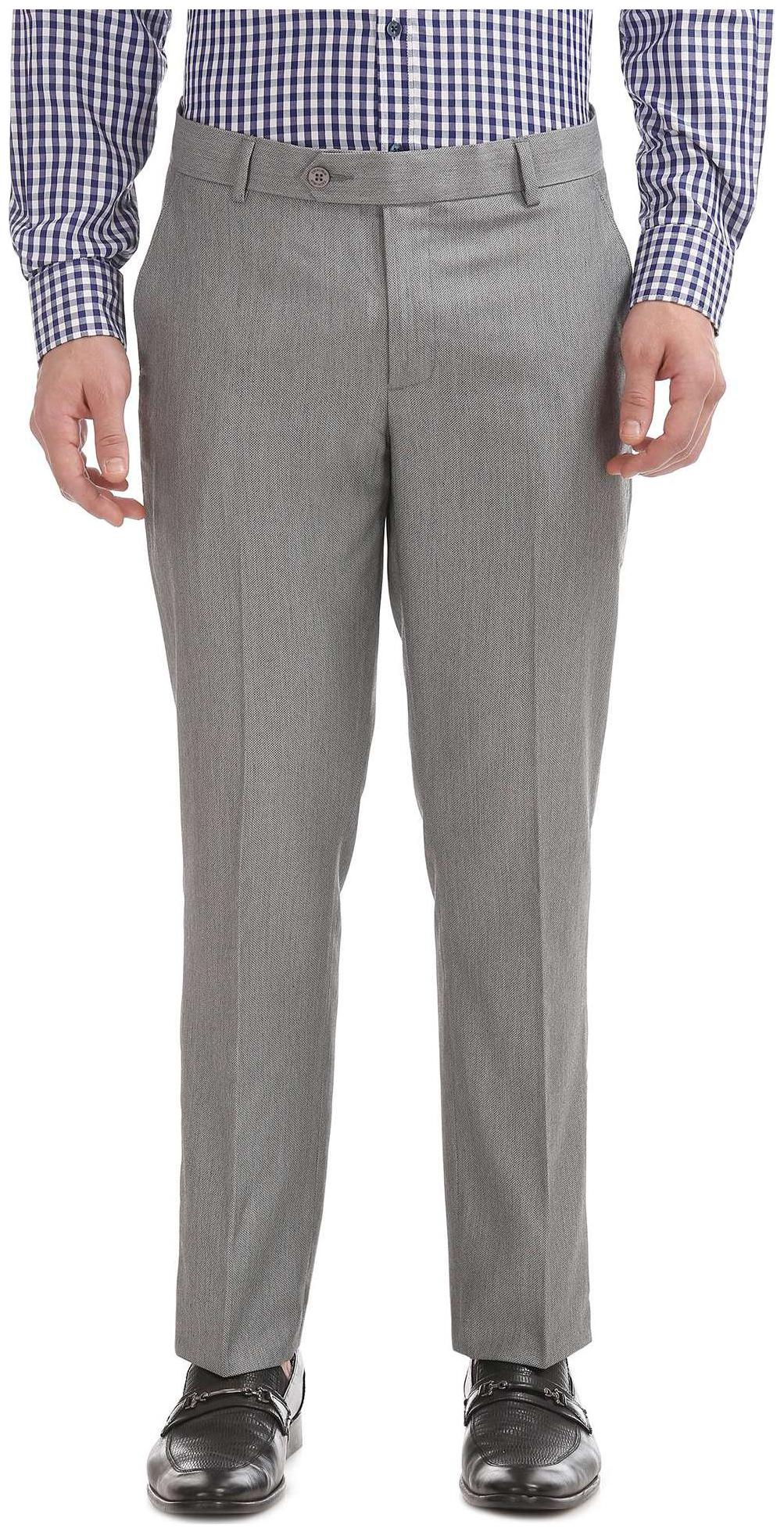 

Excalibur Men Textured Slim Fit Formal Trouser - Grey