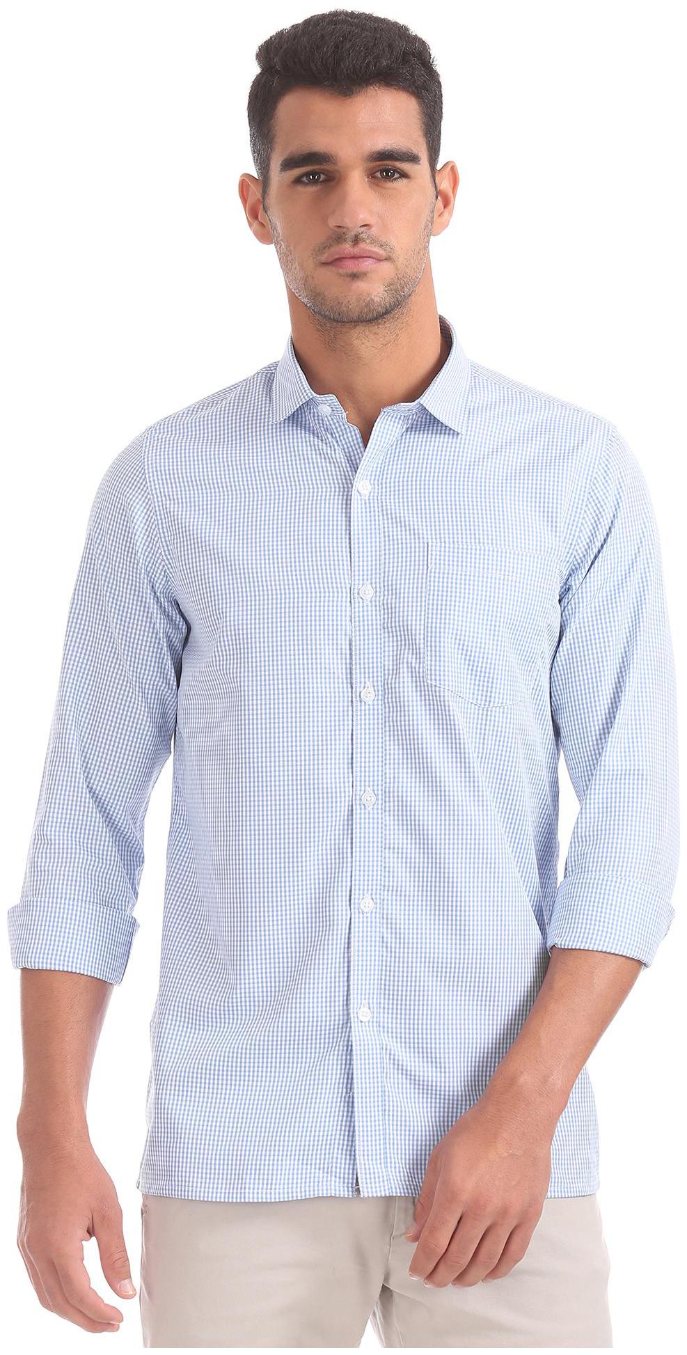 

Excalibur Men Blue Checked Slim Fit Casual Shirt