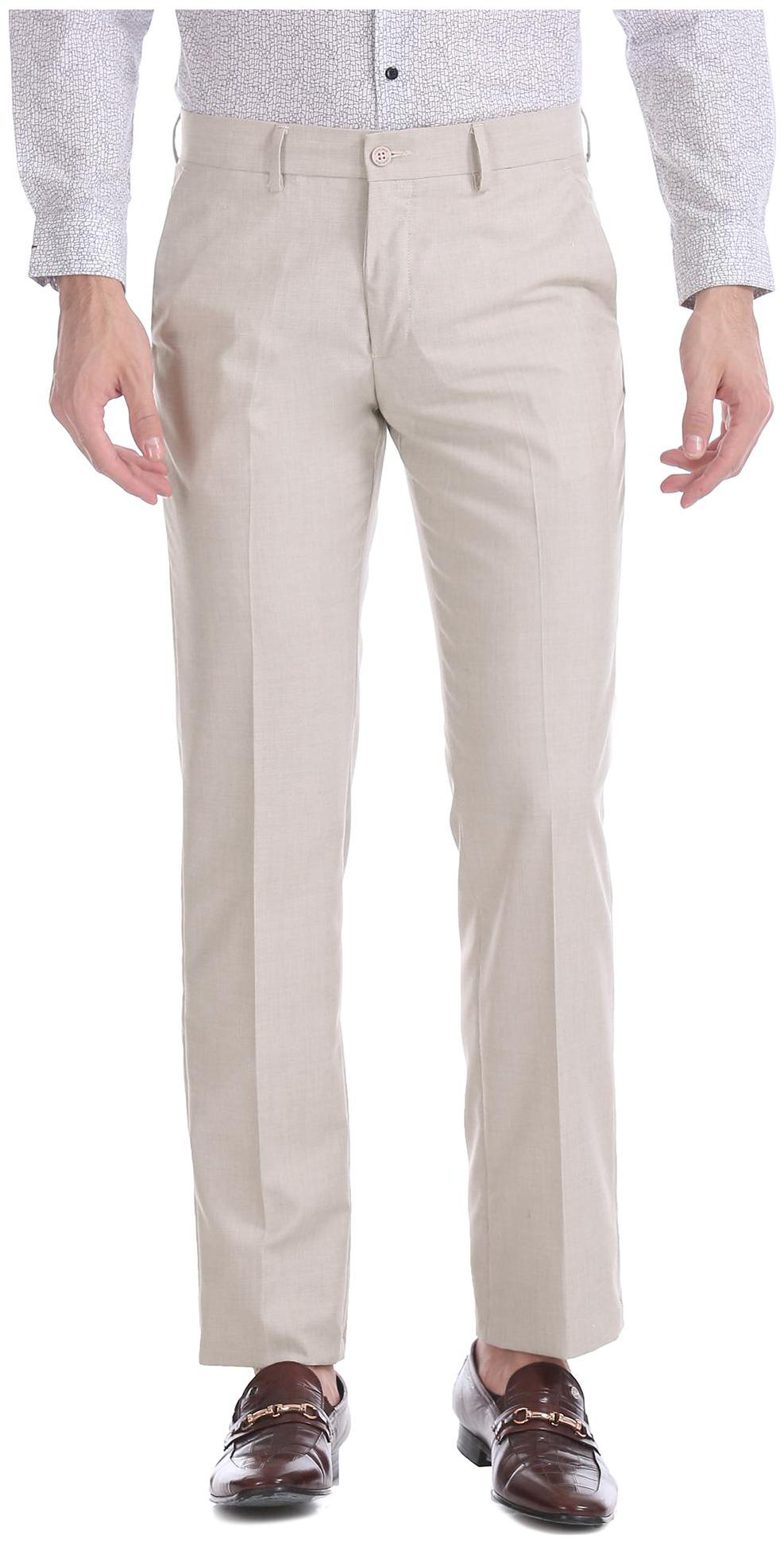 

Excalibur Men Textured Regular Fit Formal Trouser - Beige