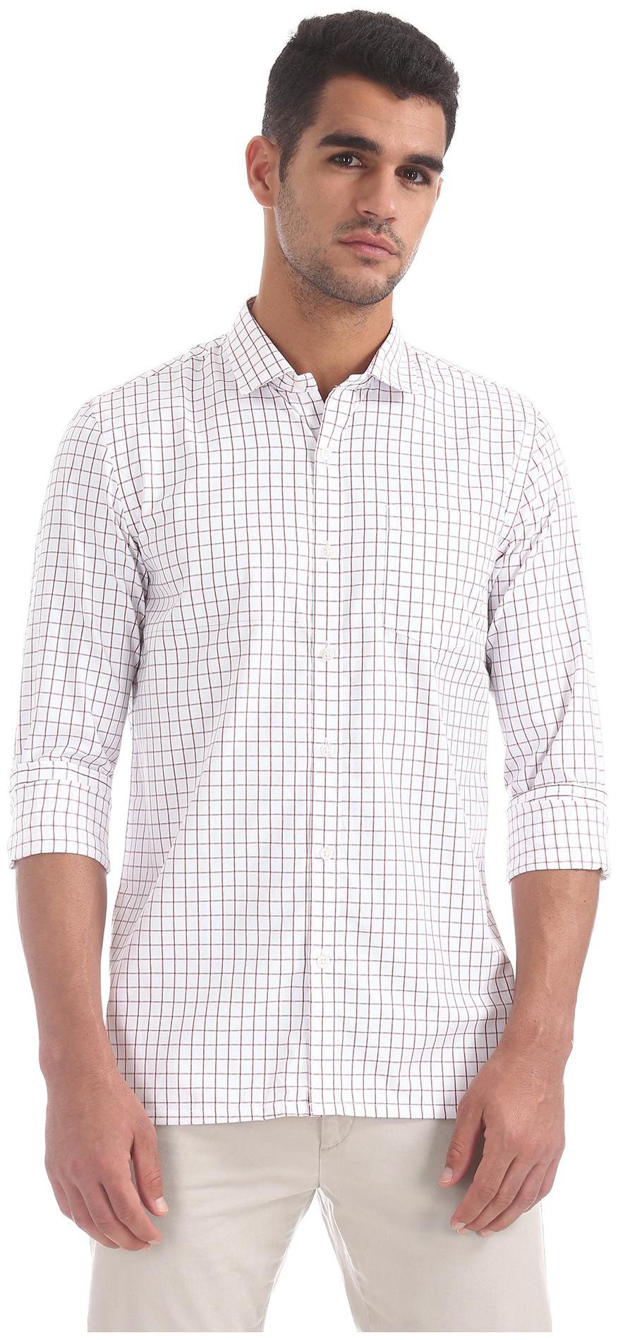 

Excalibur Men White Checked Slim Fit Casual Shirt