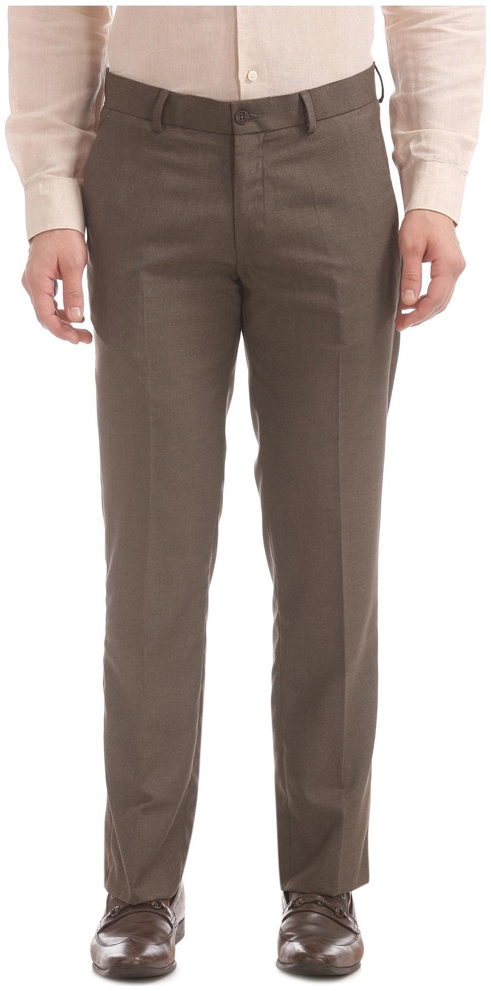 

Excalibur Men Solid Regular Fit Formal Trouser - Brown