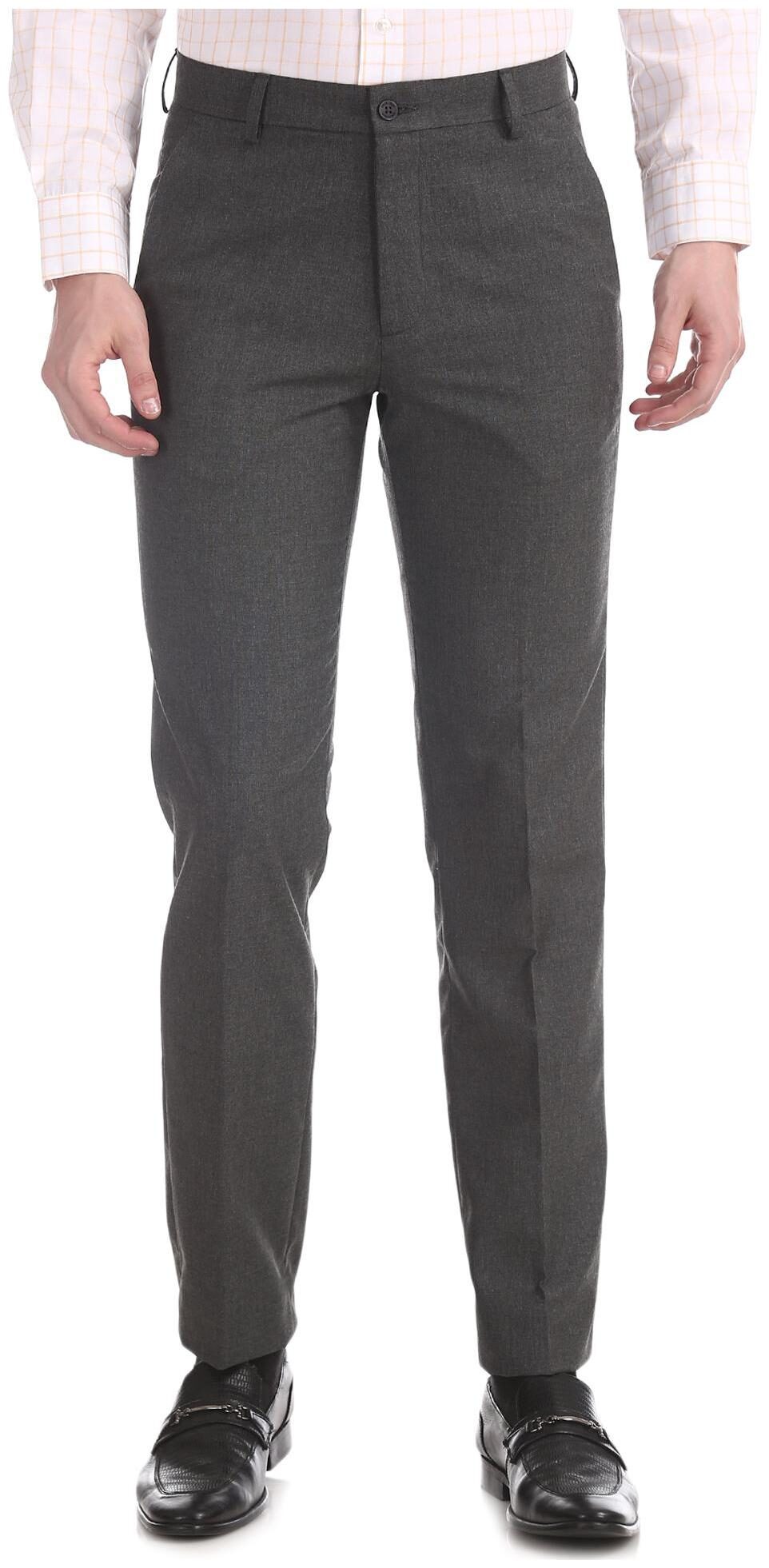 

Excalibur Men Solid Slim Fit Formal Trouser - Grey