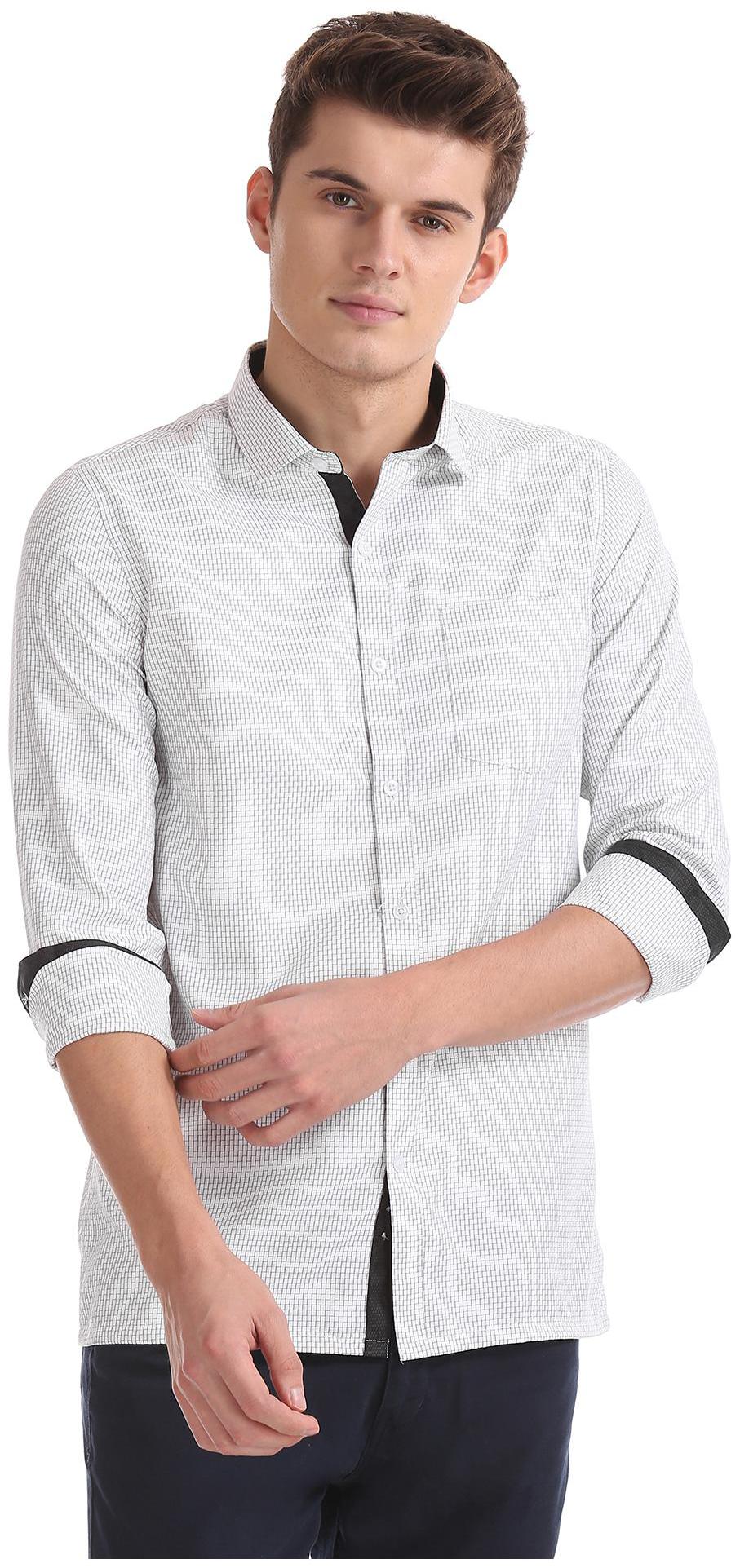 

Excalibur Men Grey Printed Slim Fit Casual Shirt