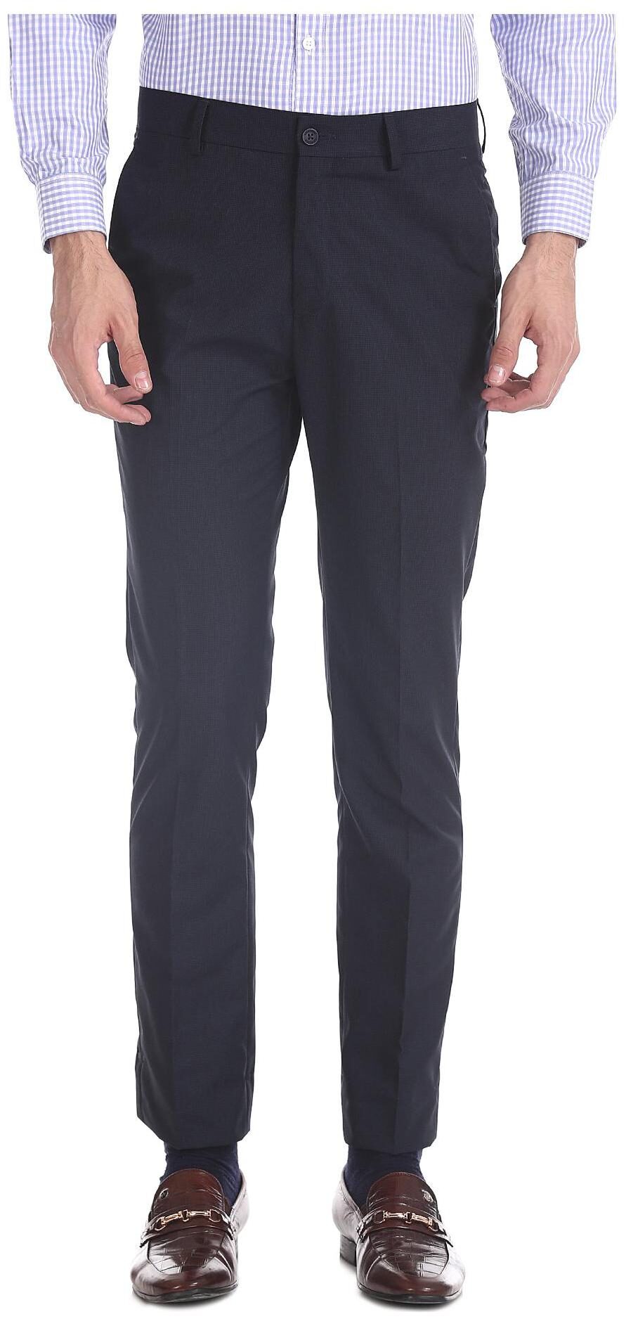 

Excalibur Men Textured Slim Fit Formal Trouser - Blue