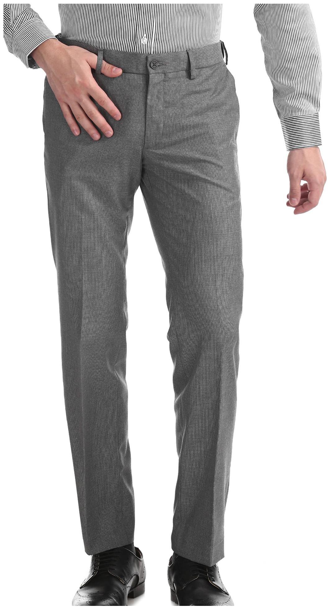 

Excalibur Men Textured Regular Fit Formal Trouser - Grey