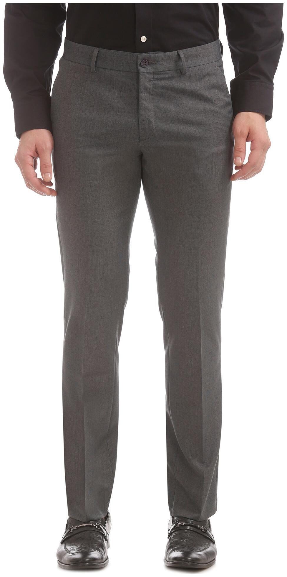 

Excalibur Men Solid Slim Fit Formal Trouser - Grey