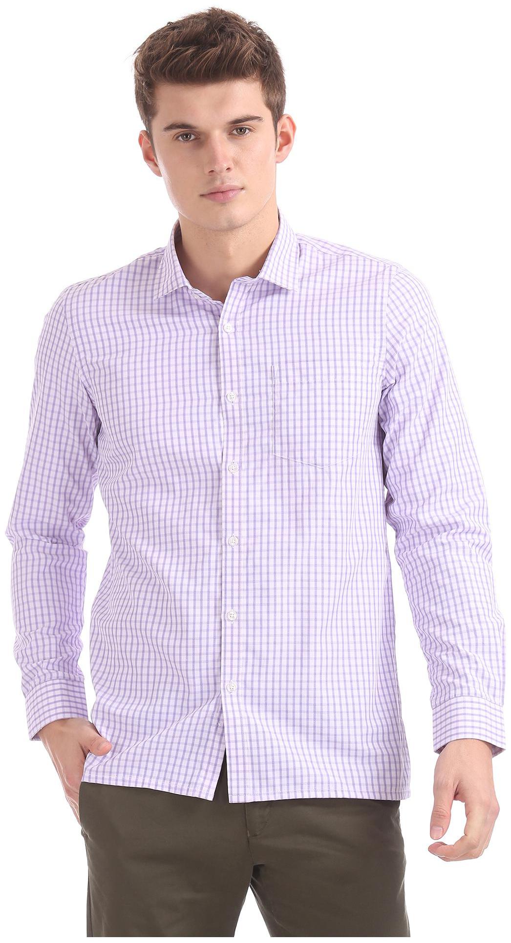 

Excalibur Men Purple Checked Slim Fit Casual Shirt