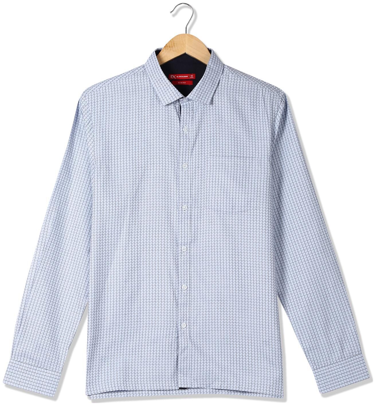 

Excalibur Men Blue Printed Slim Fit Casual Shirt