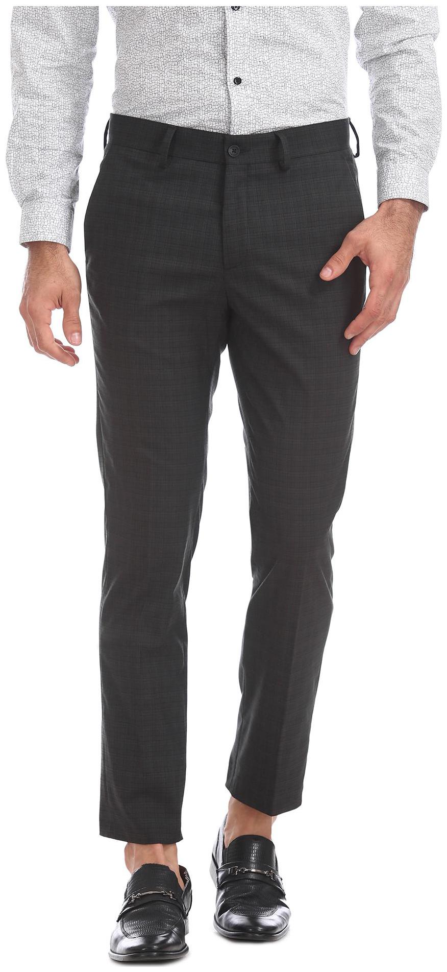 

Excalibur Men Checked Skinny Fit Formal Trouser - Grey