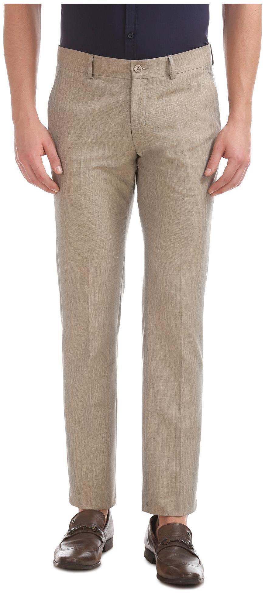 

Excalibur Men Textured Slim Fit Formal Trouser - Beige