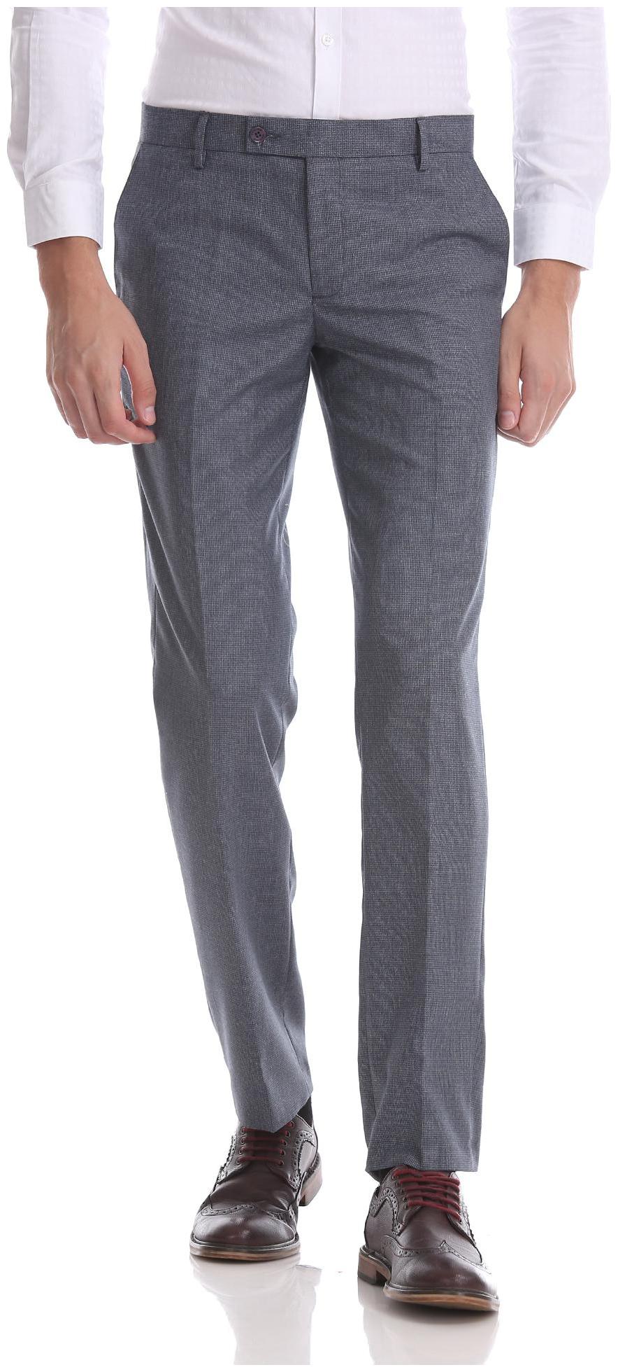 

Excalibur Men Textured Slim Fit Formal Trouser - Grey