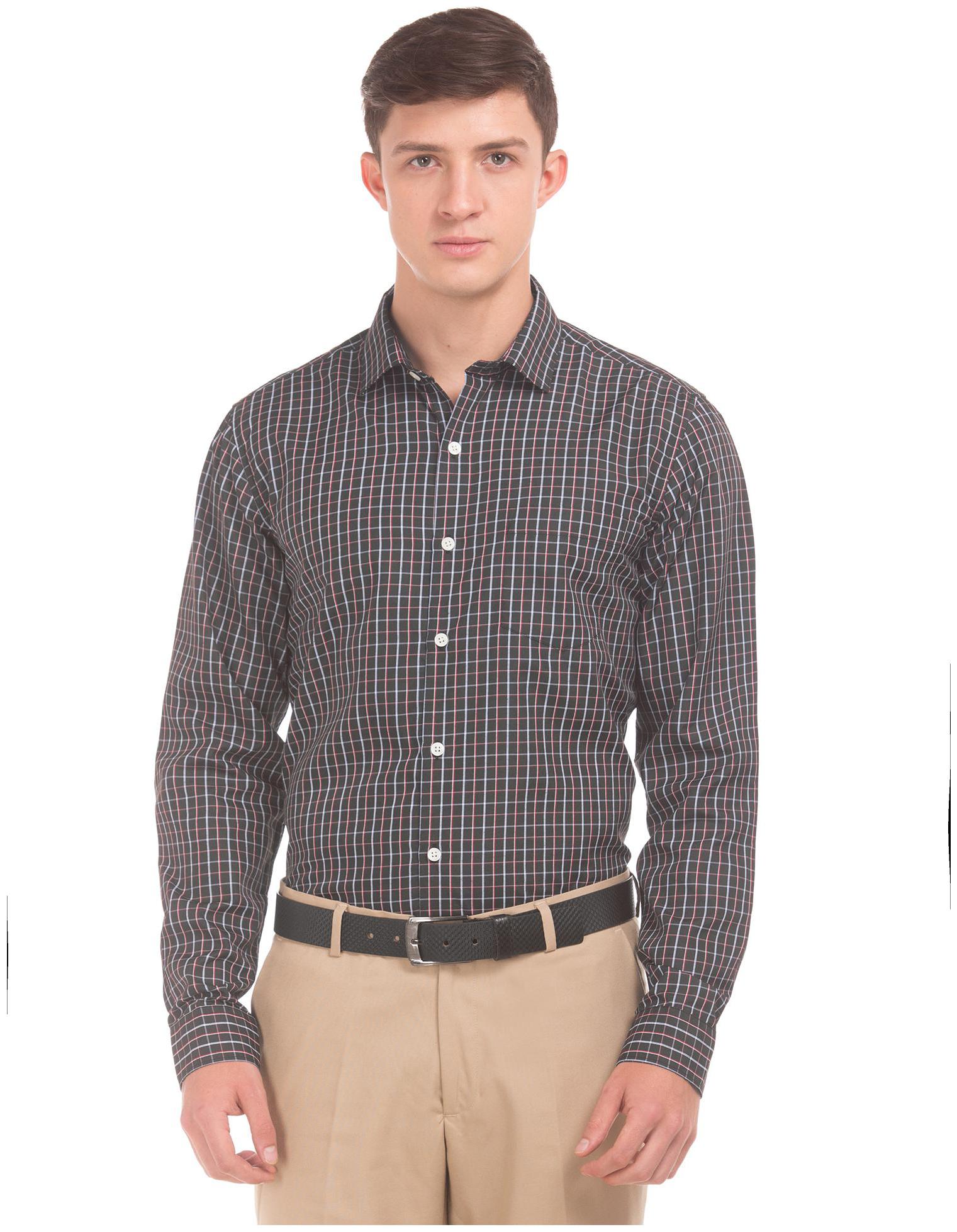 

Excalibur Men Brown Checked Regular Fit Casual Shirt