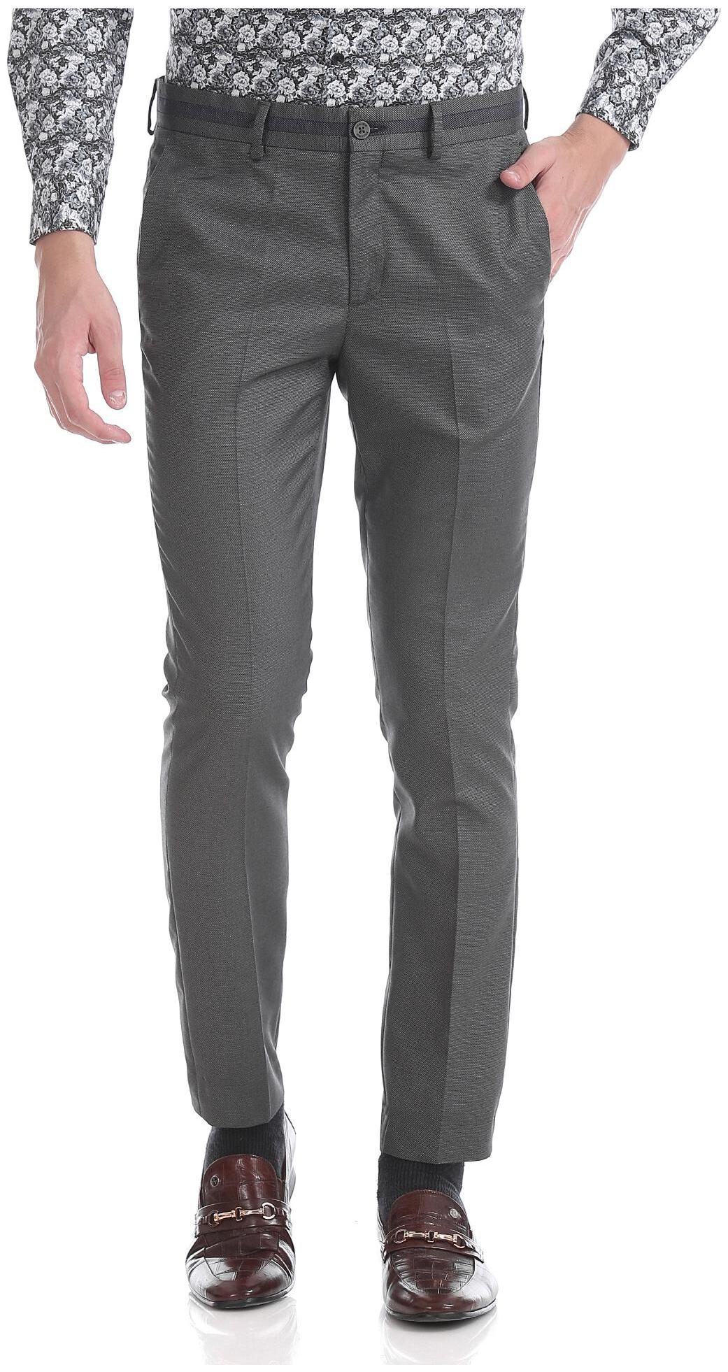 

Excalibur Men Textured Slim Fit Formal Trouser - Grey