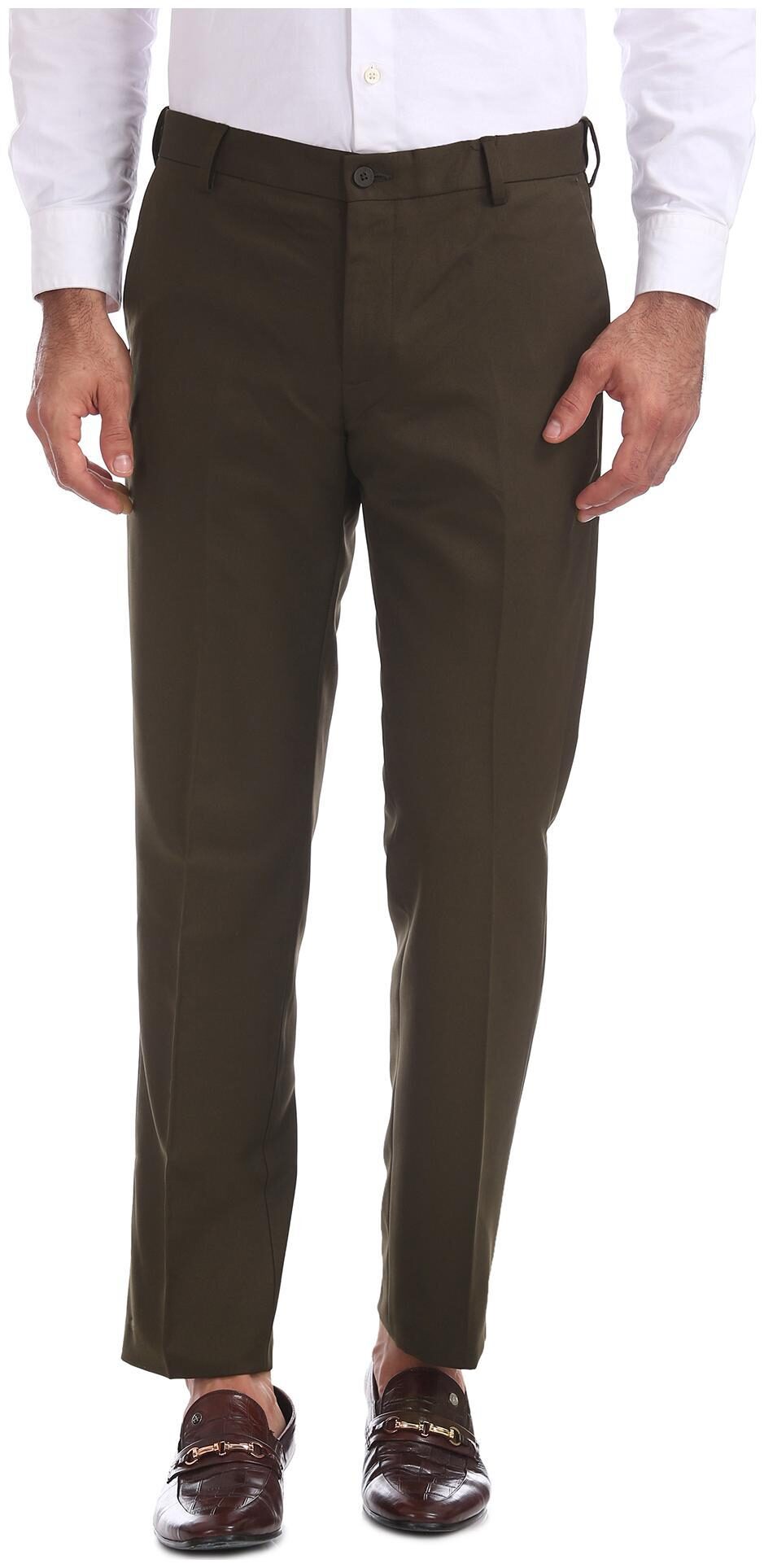 

Excalibur Men Solid Regular Fit Formal Trouser - Brown