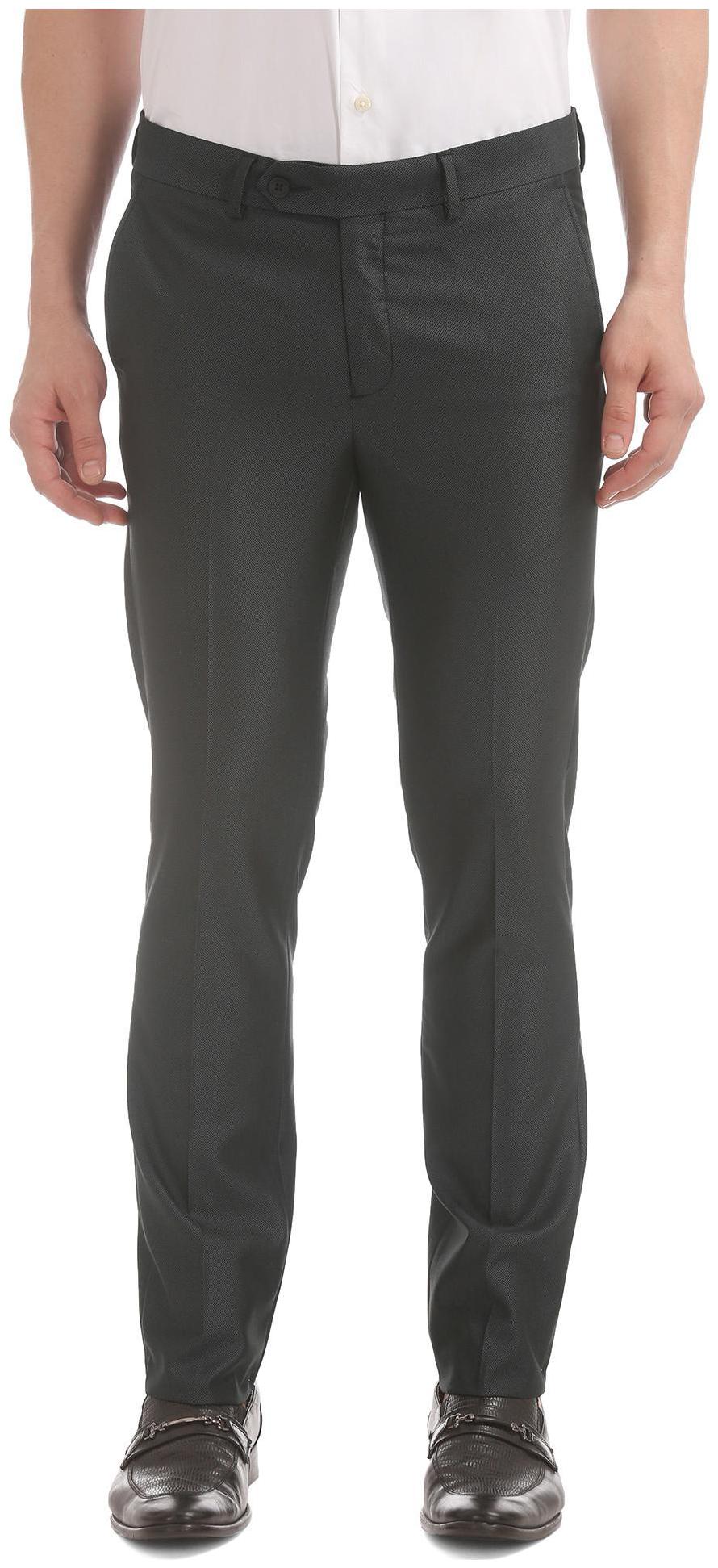 

Excalibur Men Textured Slim Fit Formal Trouser - Black