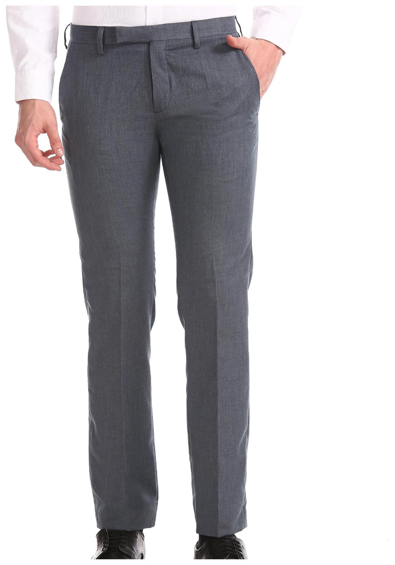

Excalibur Men Solid Regular Fit Formal Trouser - Grey