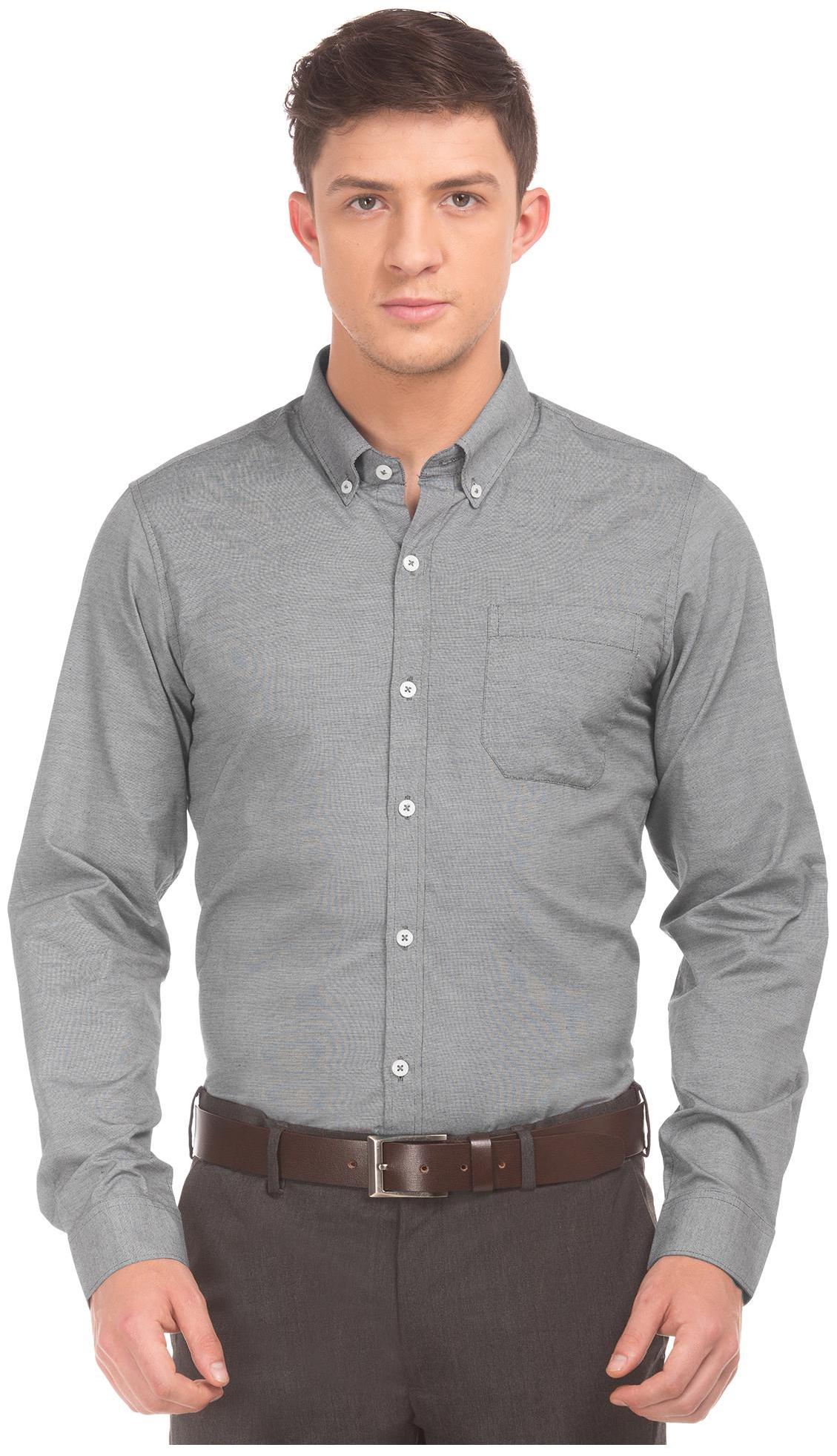 

Excalibur Men Grey Solid Slim Fit Casual Shirt