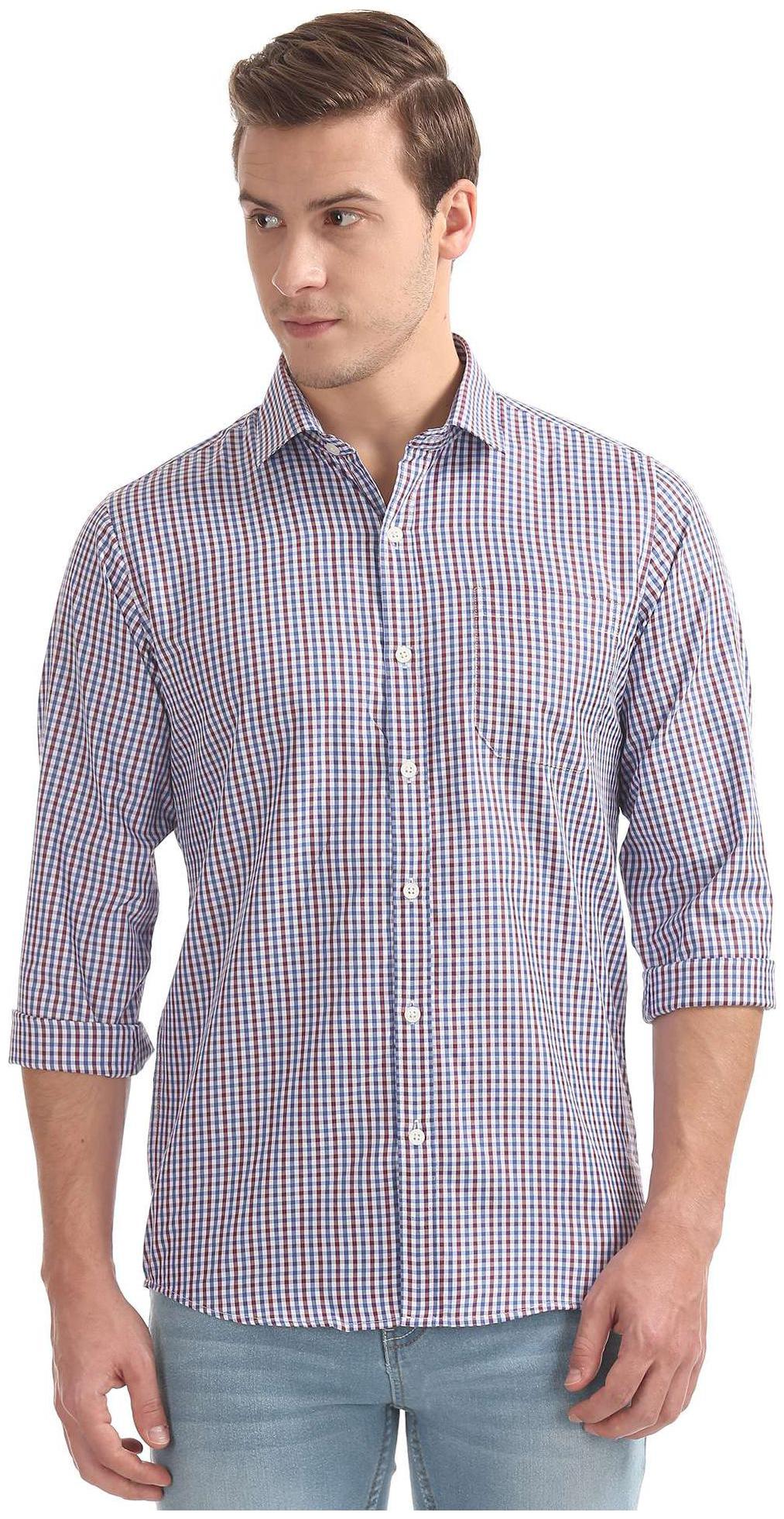 

Excalibur Men Blue Checked Slim Fit Casual Shirt