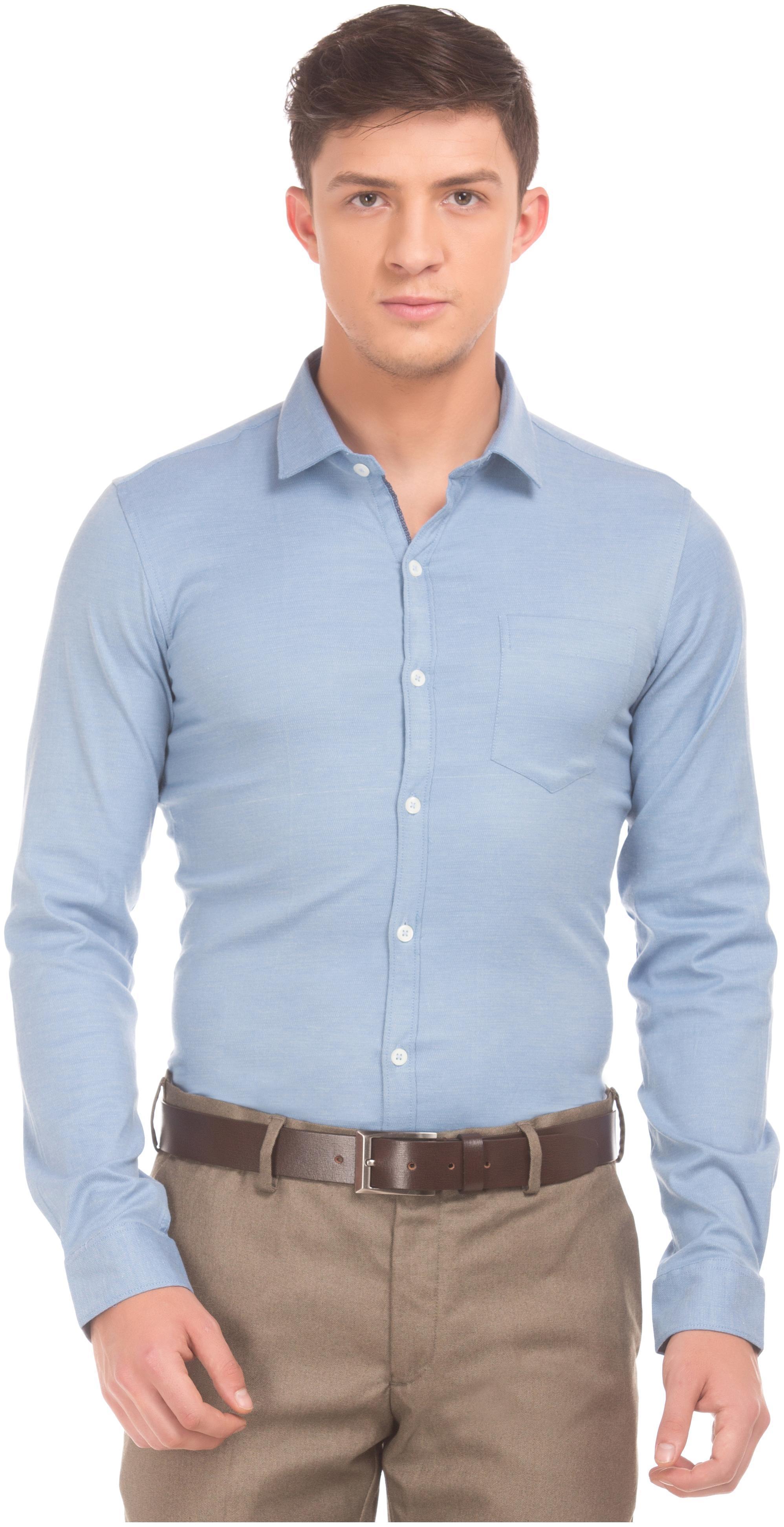 

Excalibur Men Blue Weaved Slim Fit Casual Shirt