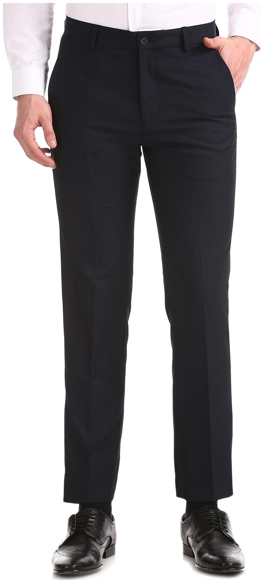 

Excalibur Men Checked Slim Fit Formal Trouser - Blue