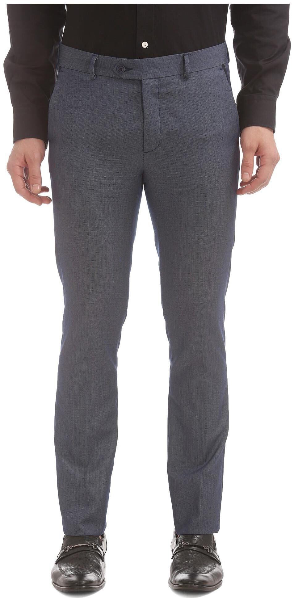 

Excalibur Men Textured Slim Fit Formal Trouser - Blue