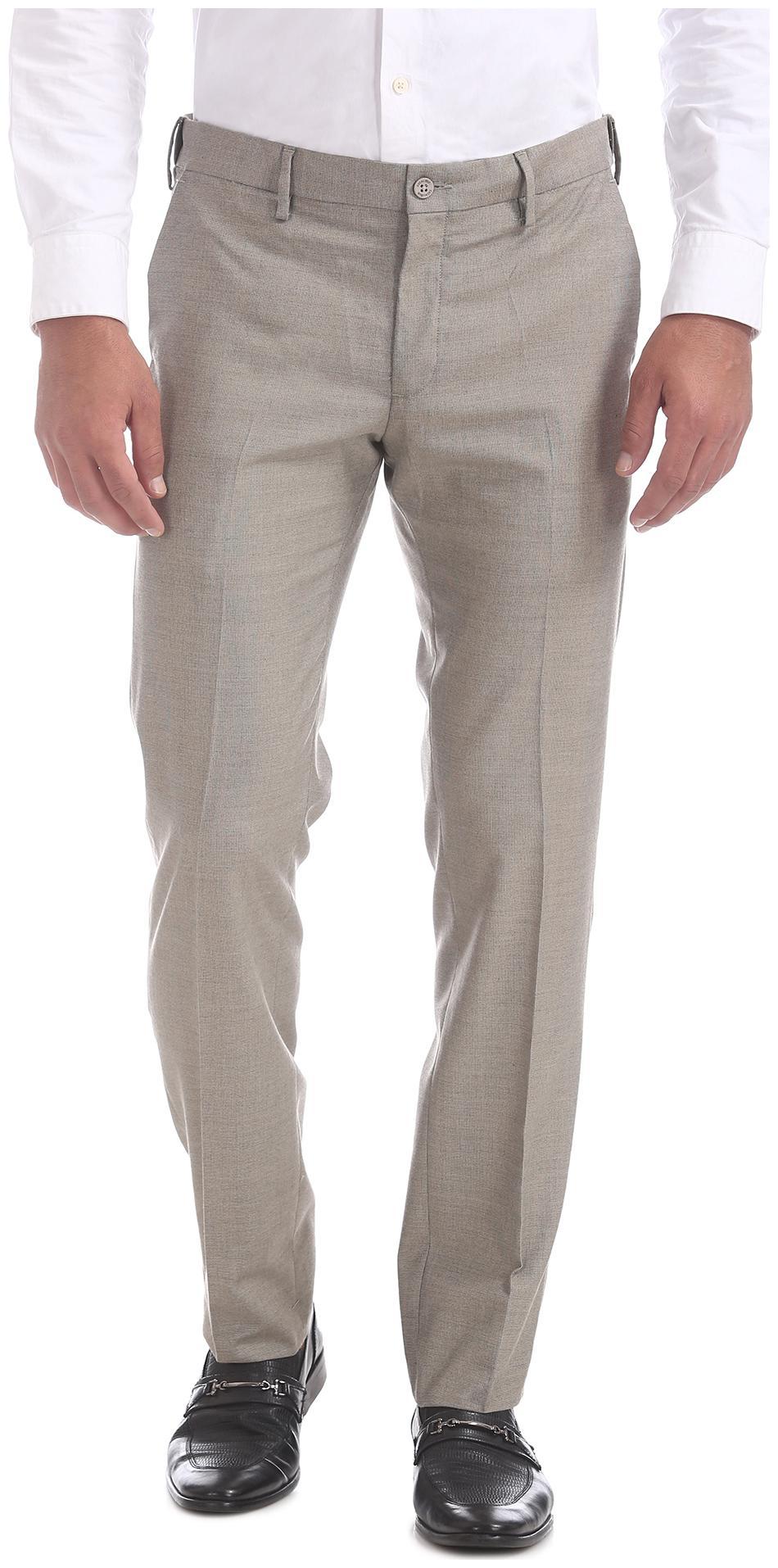 

Excalibur Men Textured Slim Fit Formal Trouser - Grey