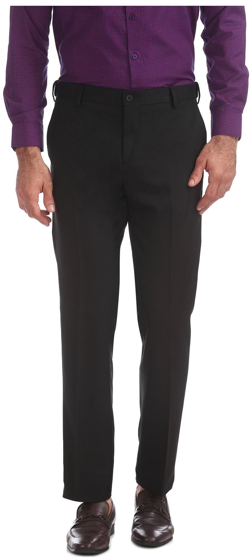 

Excalibur Men Solid Regular Fit Formal Trouser - Black