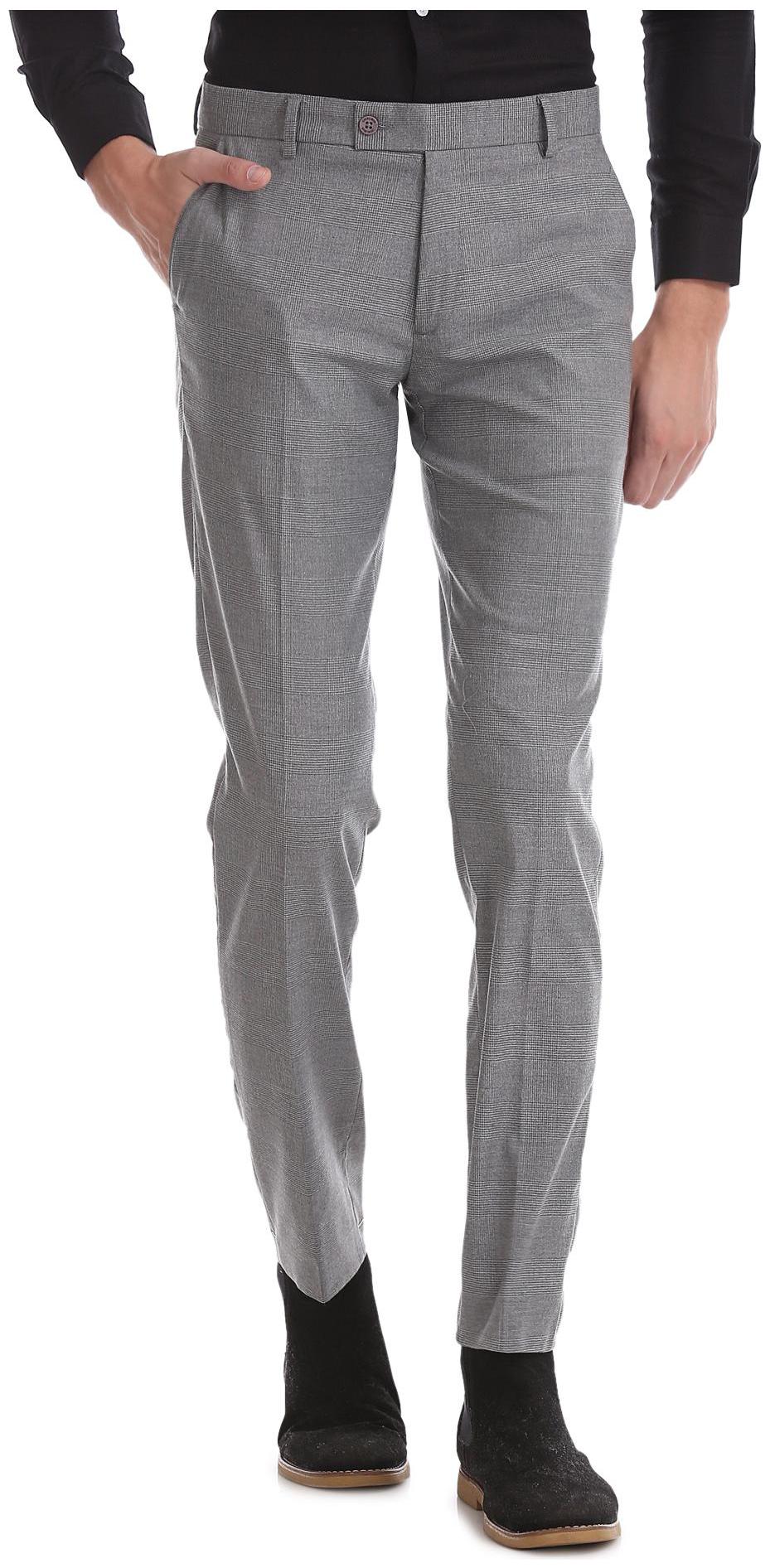 

Excalibur Men Textured Slim Fit Formal Trouser - Grey