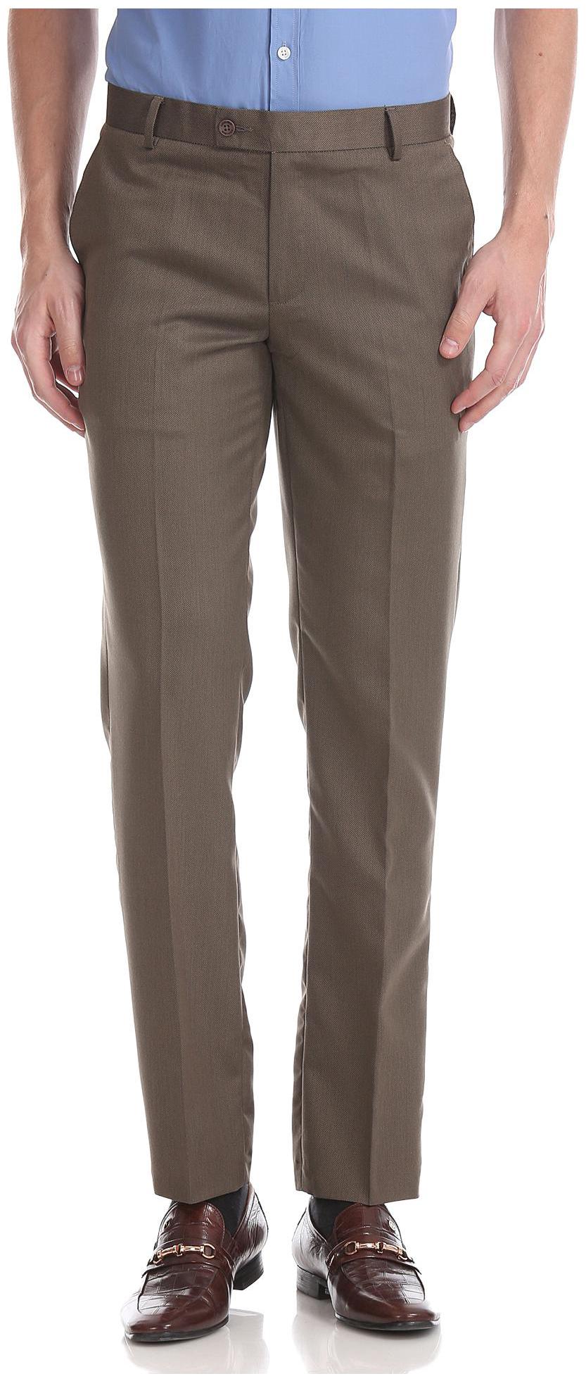 

Excalibur Men Textured Slim Fit Formal Trouser - Brown