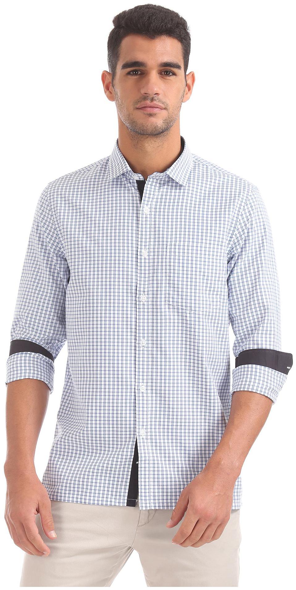 

Excalibur Men Blue Printed Slim Fit Casual Shirt