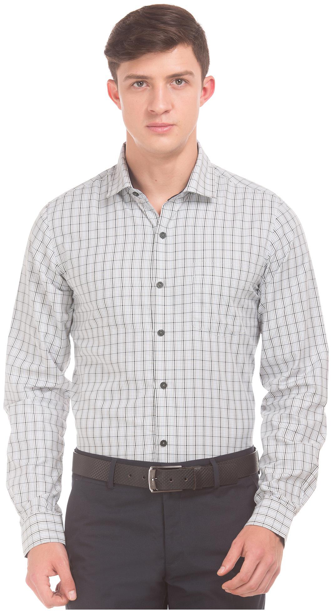 

Excalibur Men Grey Checked Slim Fit Casual Shirt