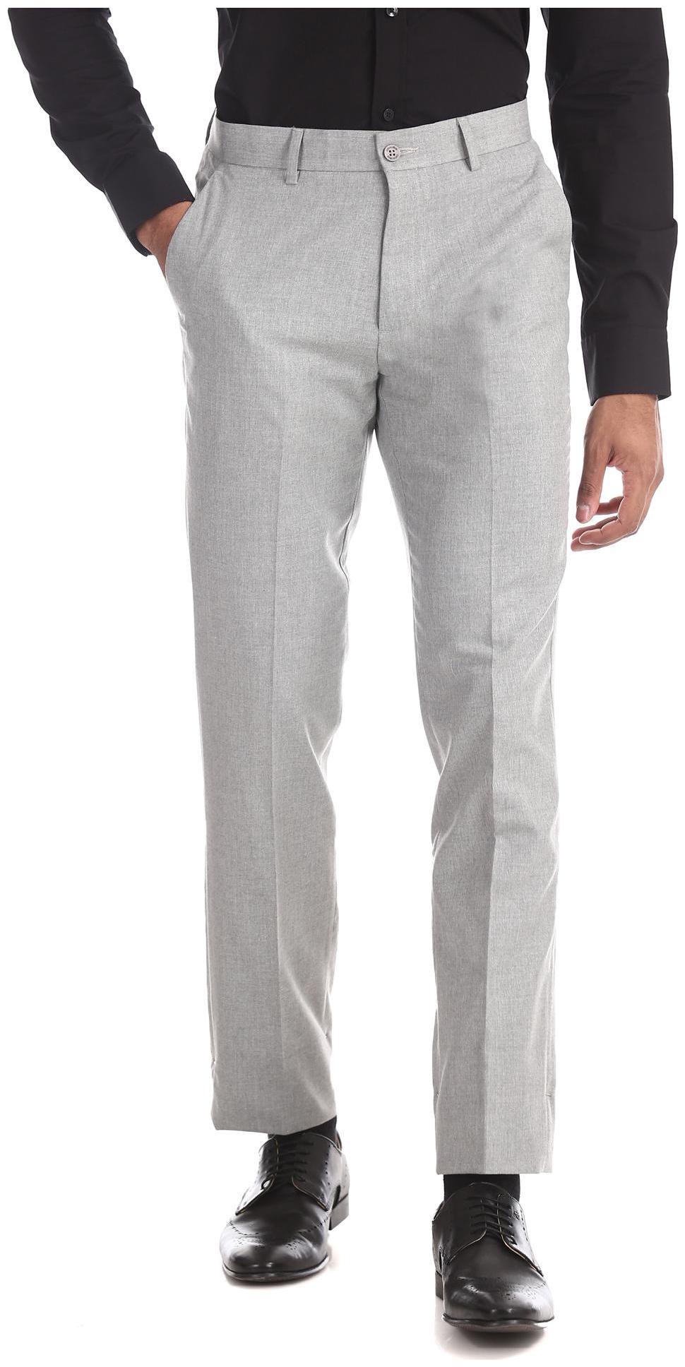

Excalibur Men Solid Slim Fit Formal Trouser - Grey