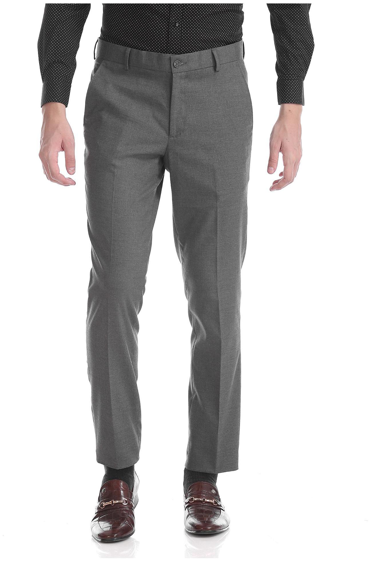 

Excalibur Men Solid Slim Fit Formal Trouser - Grey