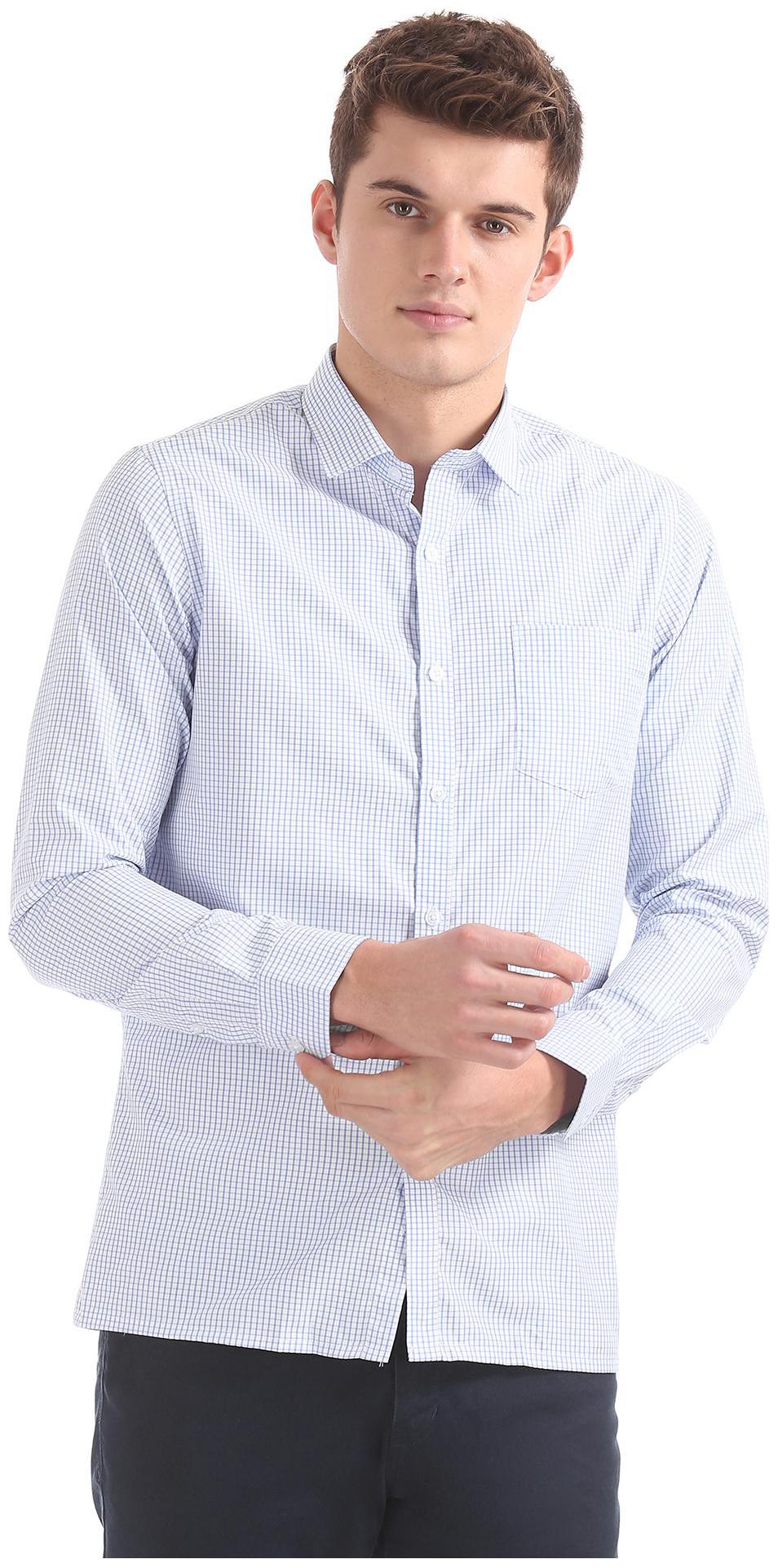 

Excalibur Men Blue Checked Slim Fit Casual Shirt