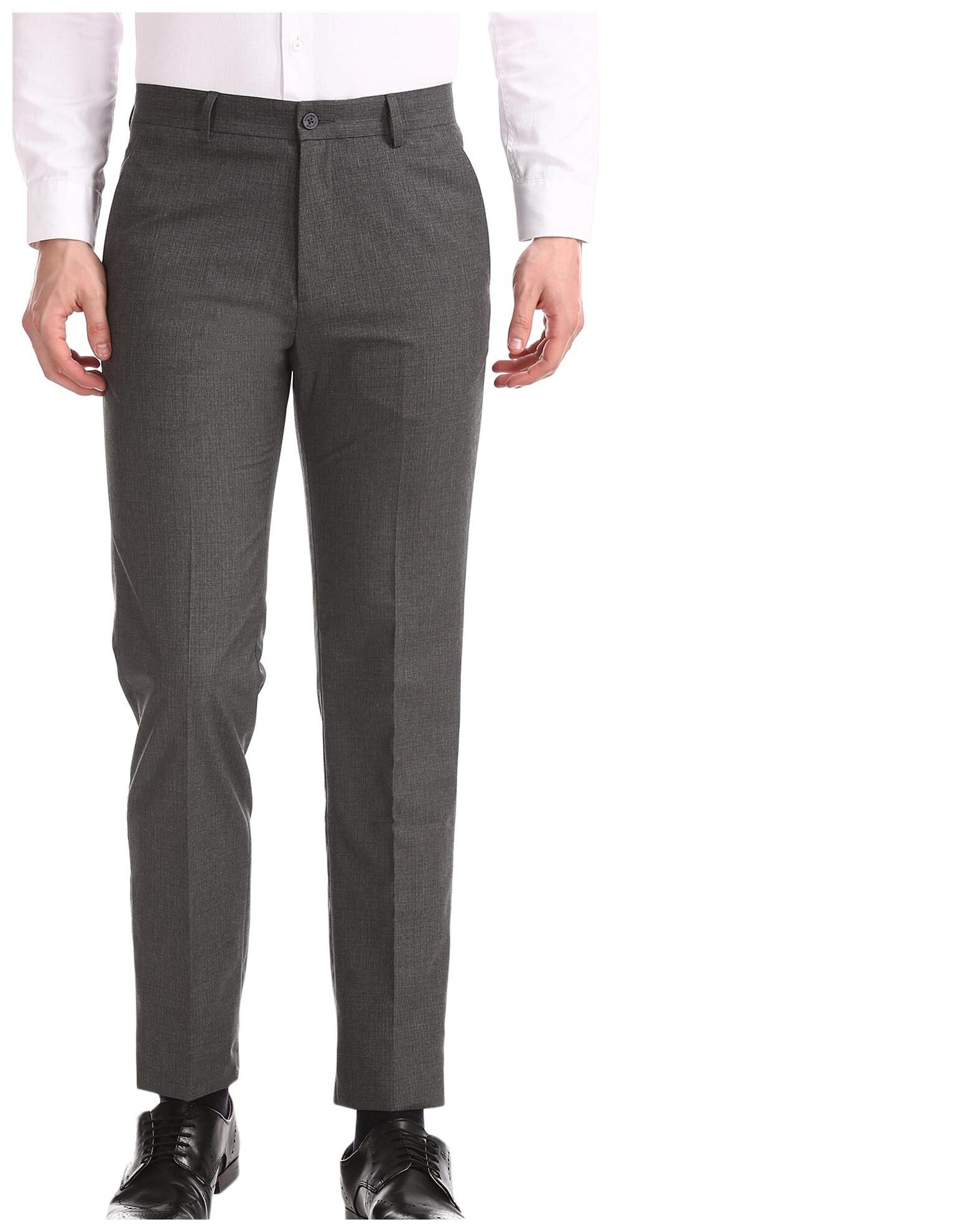 

Excalibur Men Solid Slim Fit Formal Trouser - Grey