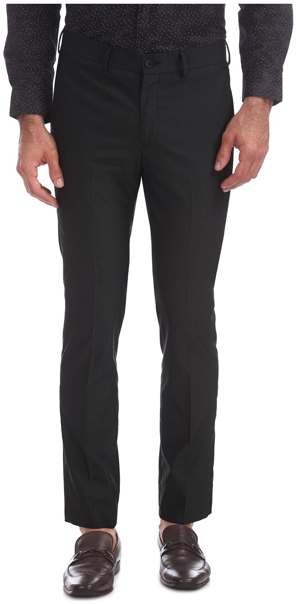 

Excalibur Men Solid Skinny Fit Formal Trouser - Black