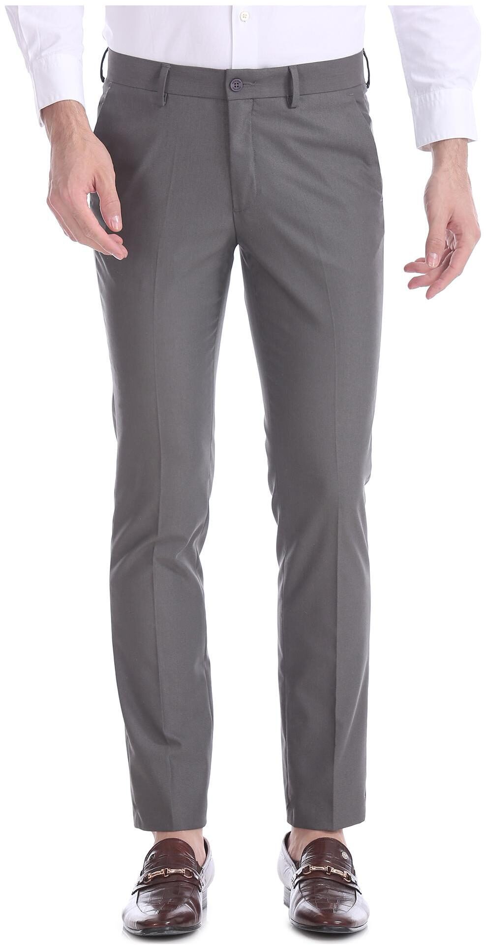 

Excalibur Men Solid Slim Fit Formal Trouser - Grey