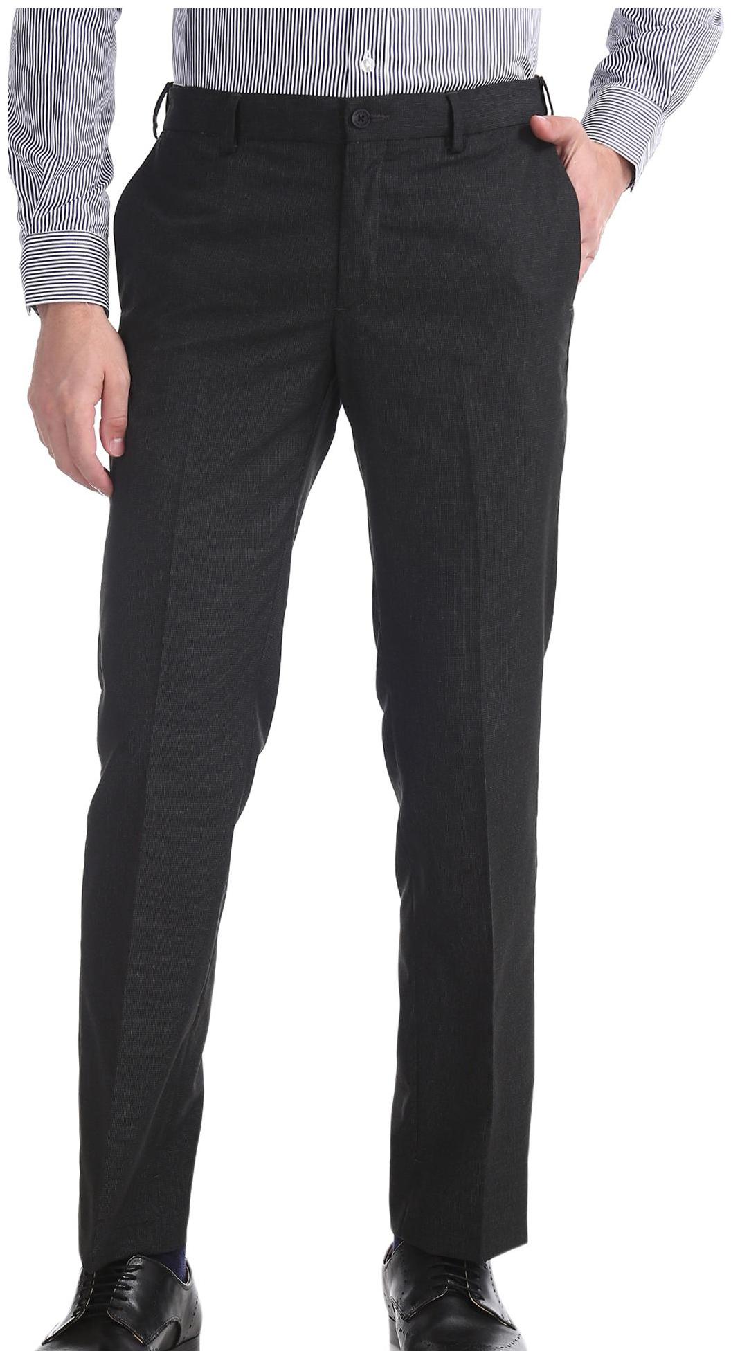 

Excalibur Men Textured Regular Fit Formal Trouser - Grey
