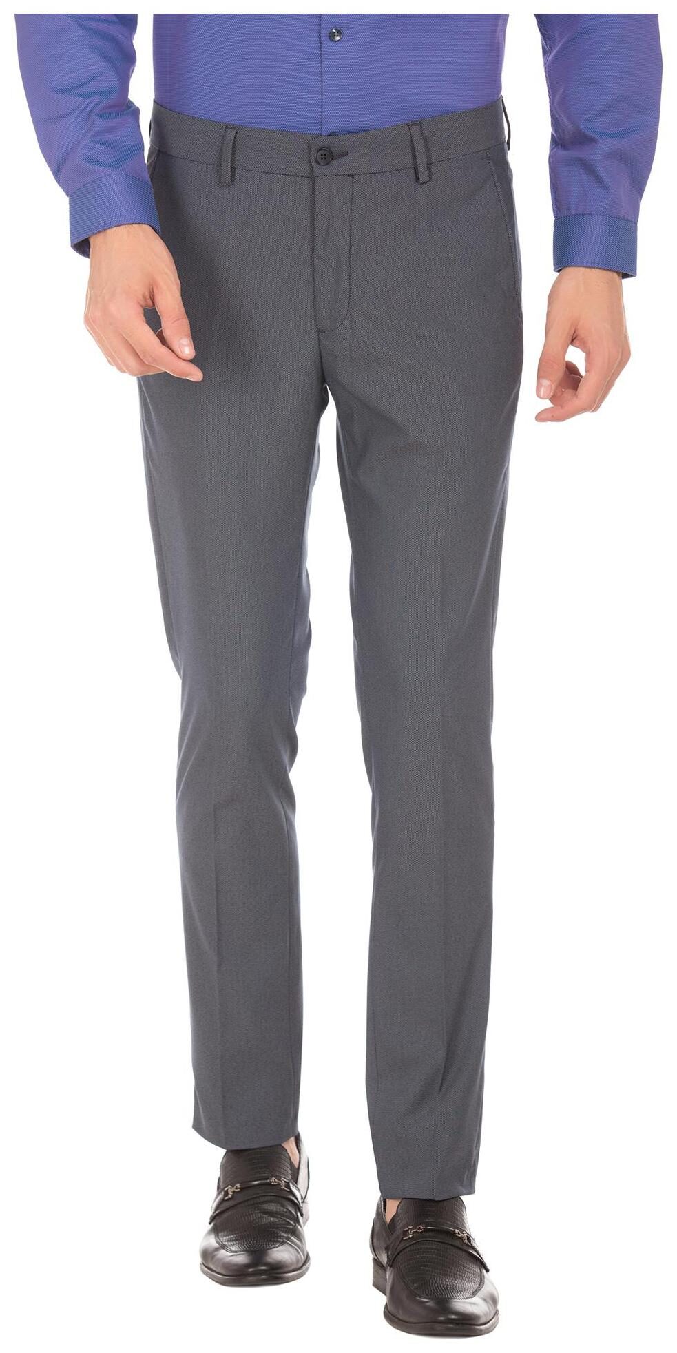 

Excalibur Men Textured Slim Fit Formal Trouser - Grey